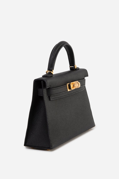 Hermes 2023 Black Epsom Leather GHW Mini Kelly