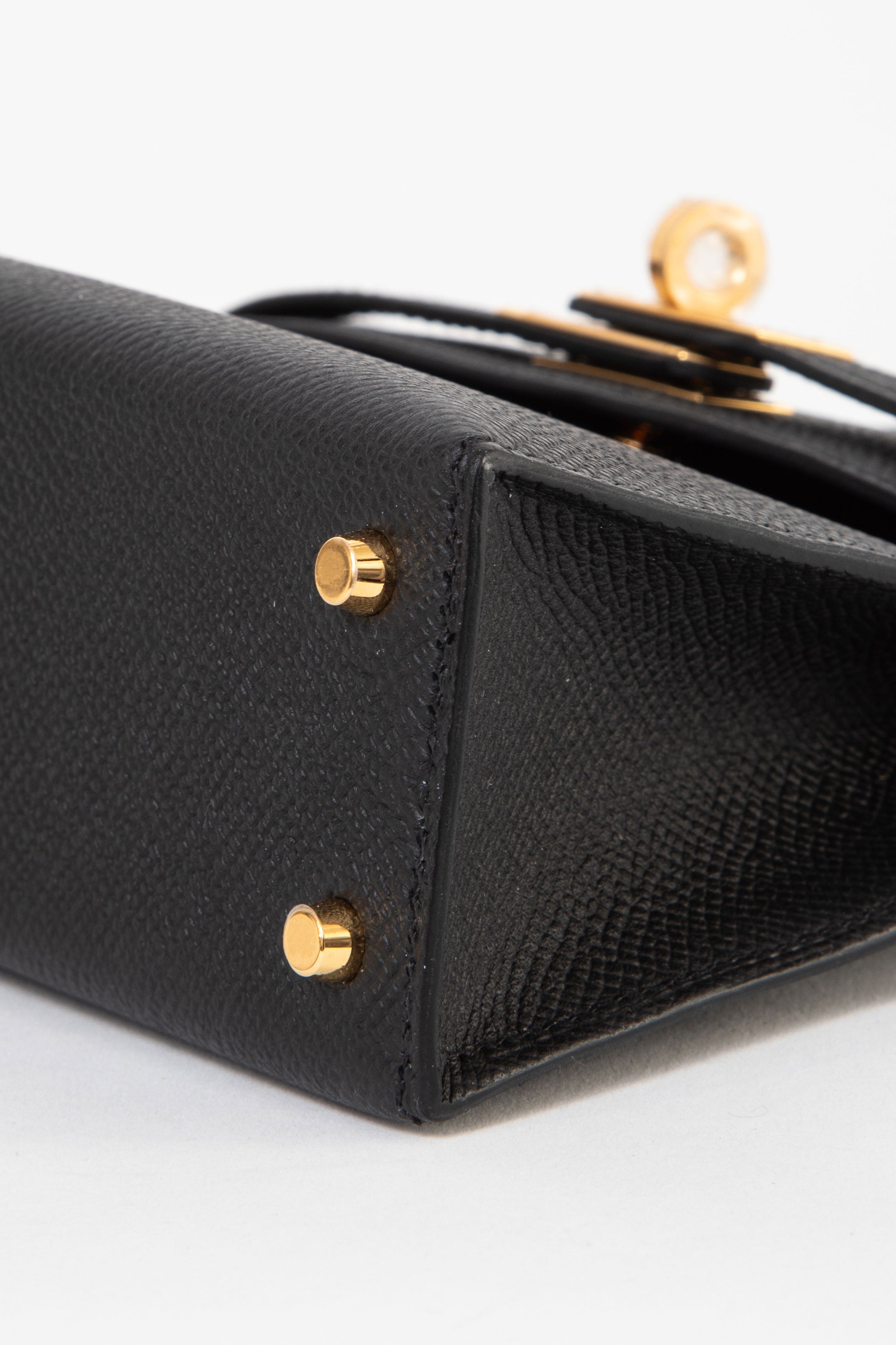 Hermes 2023 Black Epsom Leather GHW Mini Kelly