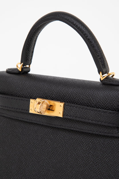 Hermes 2023 Black Epsom Leather GHW Mini Kelly