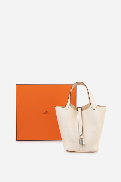 Hermes 2024 White Togo Leather PHW Picotin 18