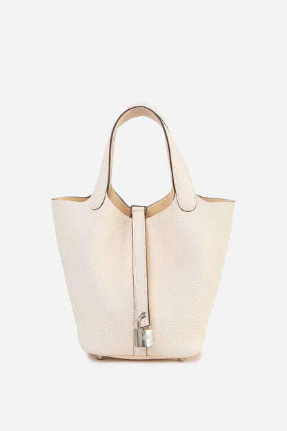 Hermes 2024 White Togo Leather PHW Picotin 18