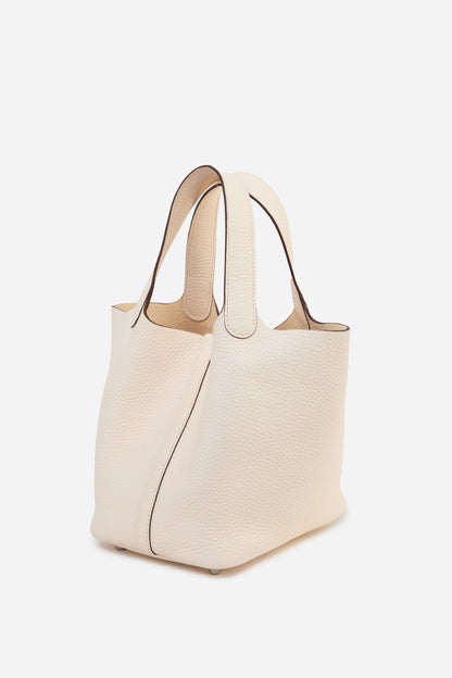 Hermes 2024 White Togo Leather PHW Picotin 18