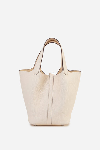 Hermes 2024 White Togo Leather PHW Picotin 18