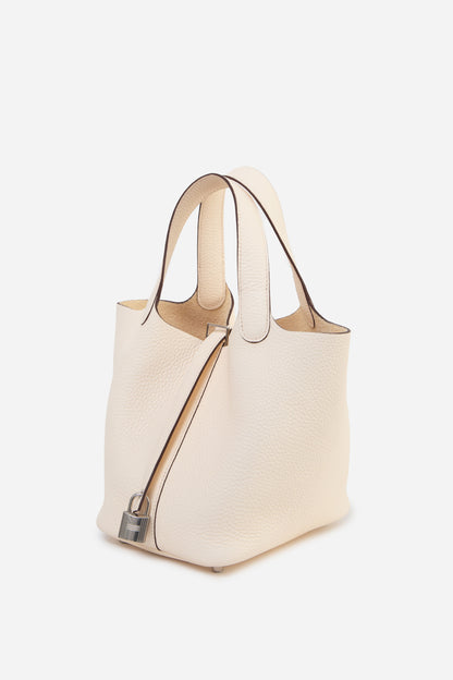 Hermes 2024 White Togo Leather PHW Picotin 18