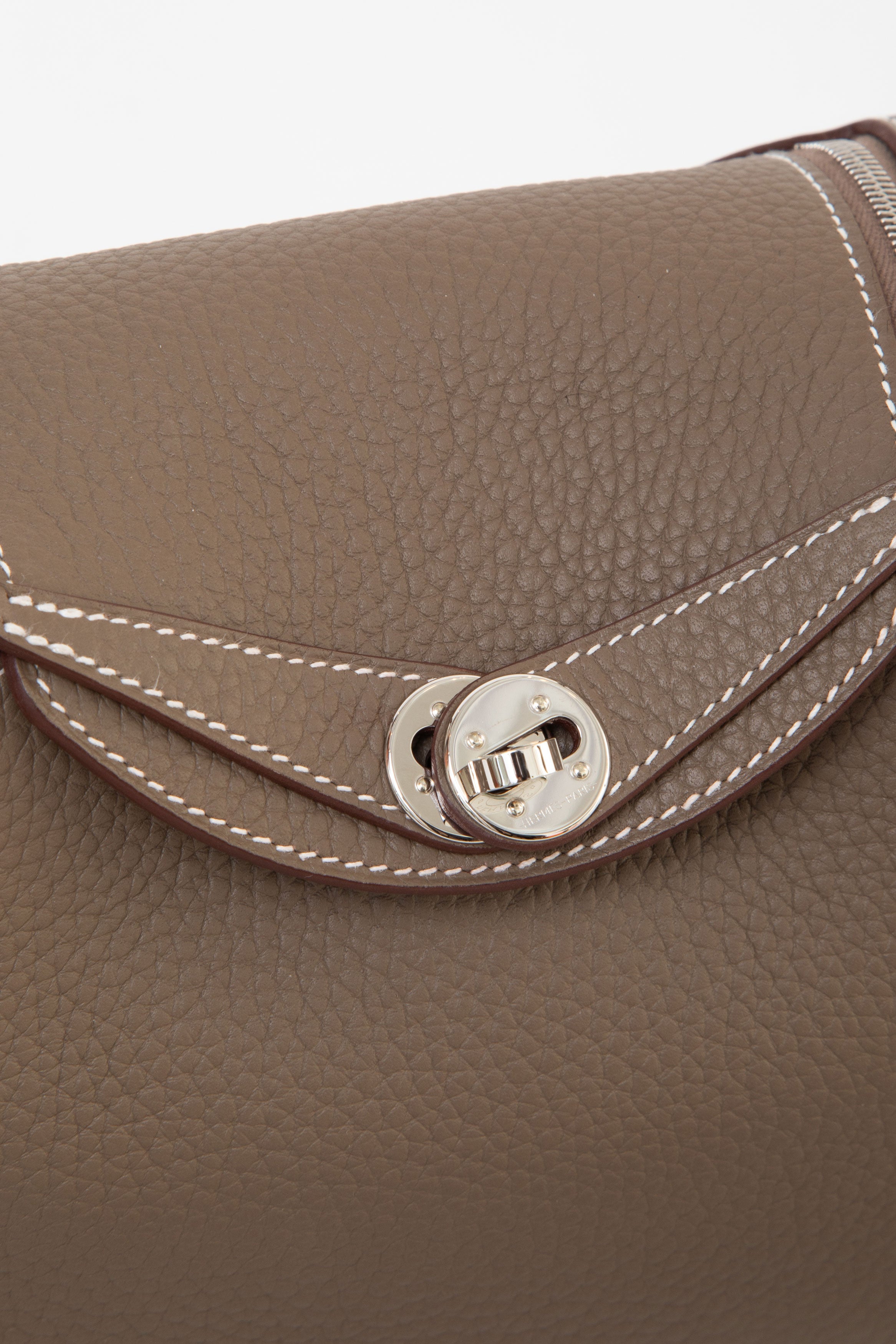 Hermès 2024 Etoupe Clemence Leather Mini Lindy