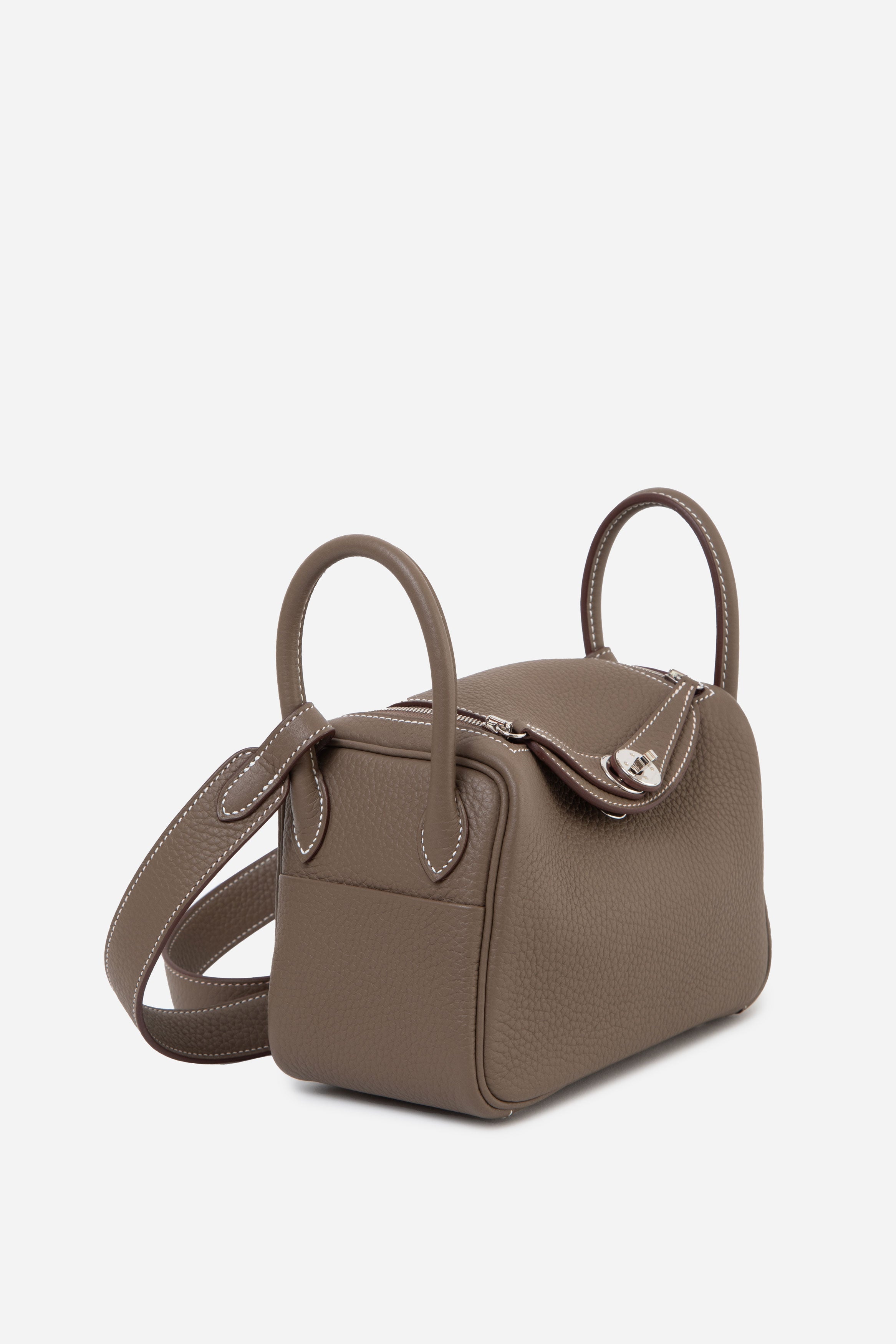 Hermès 2024 Etoupe Clemence Leather Mini Lindy