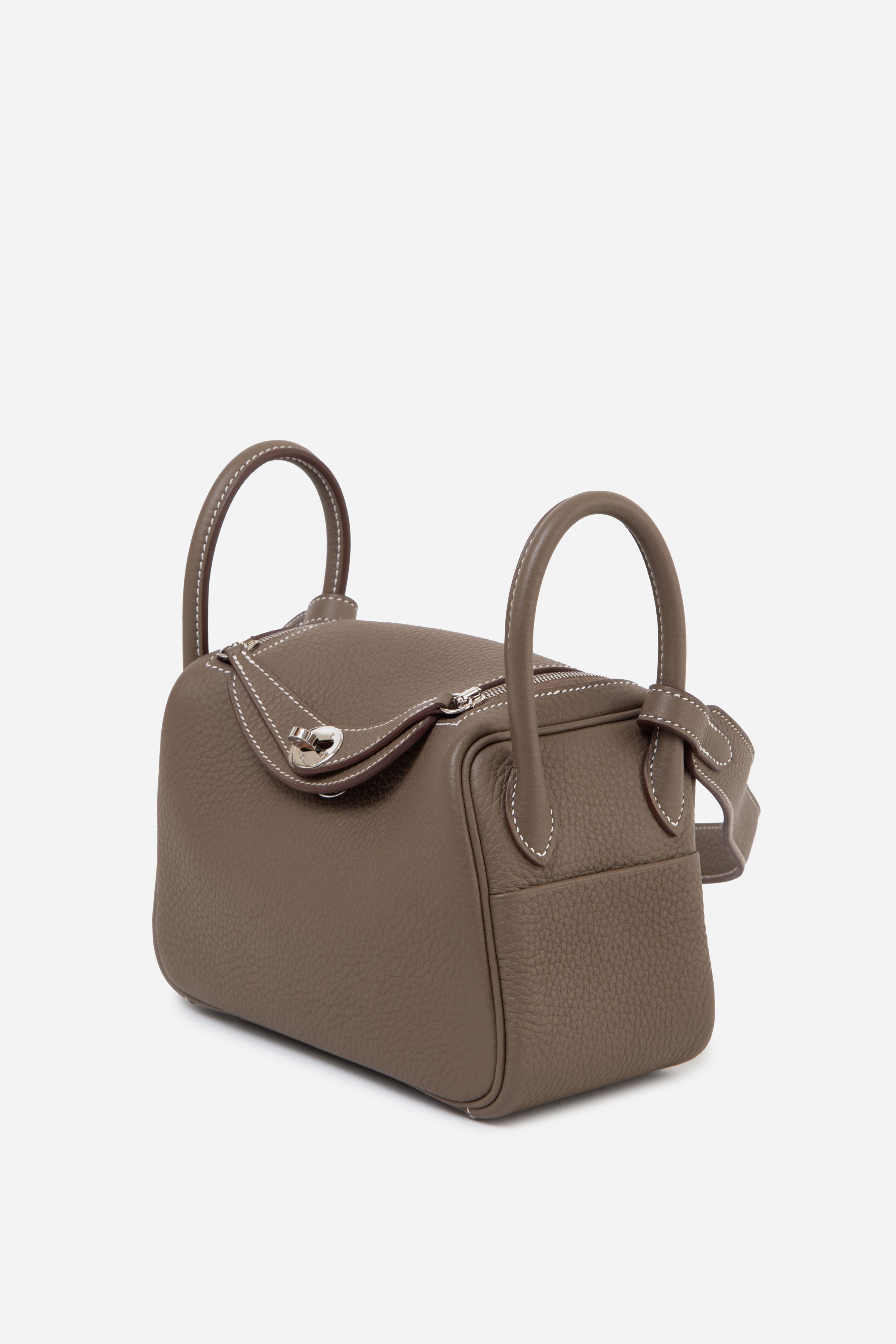 Hermès 2024 Etoupe Clemence Leather Mini Lindy