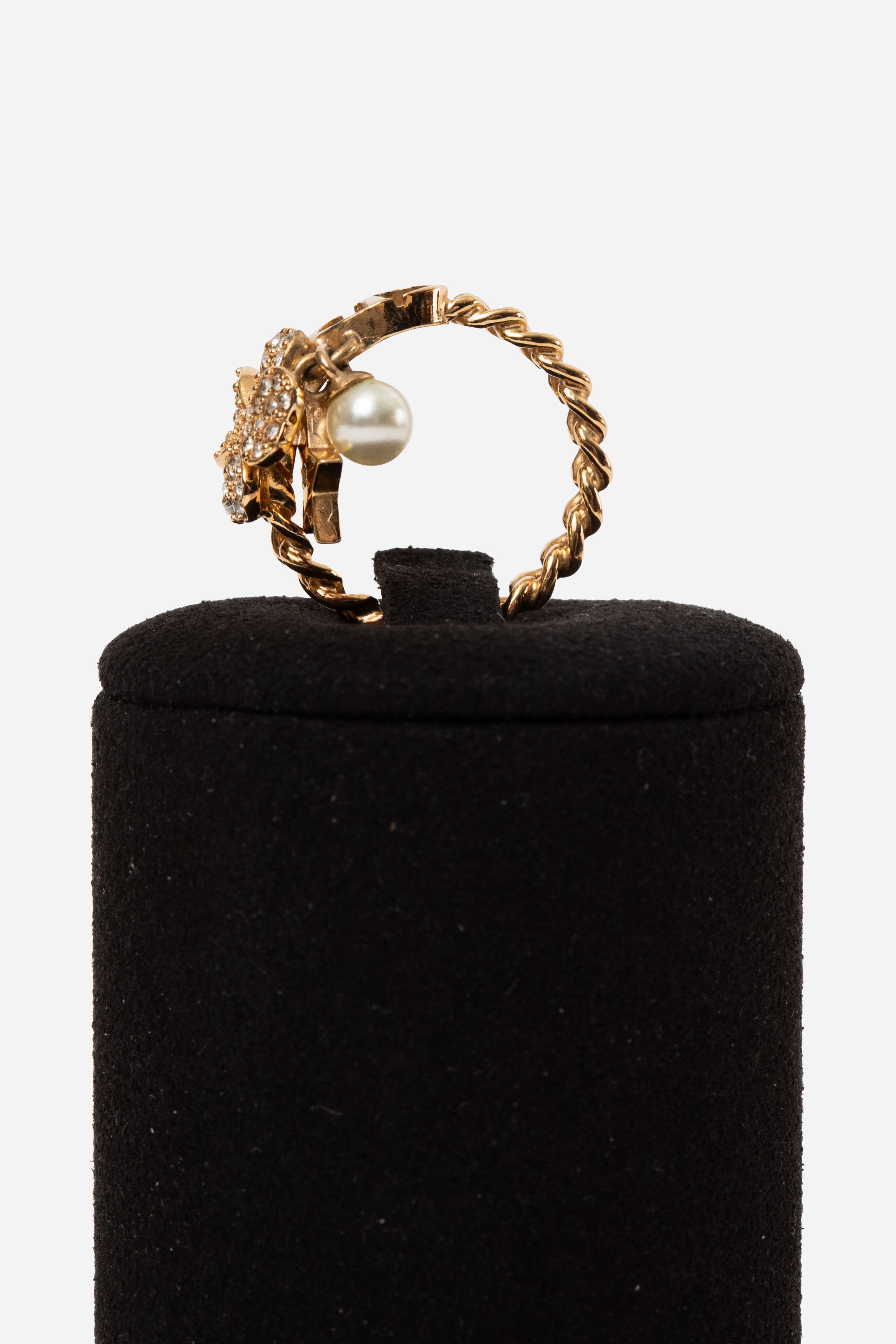 Dior D-Clover Faux Pearl Ring