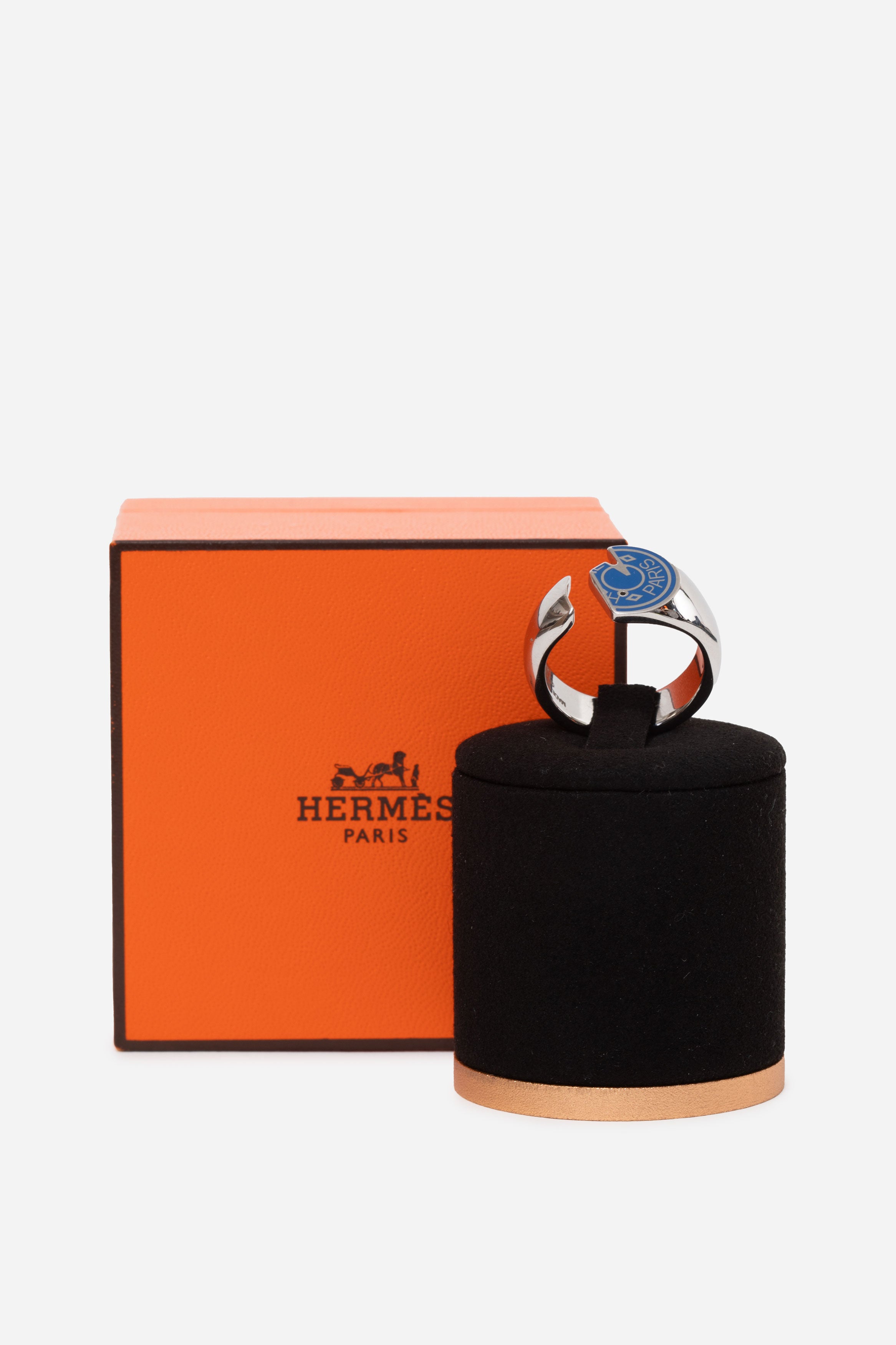 Hermes Blue/Palladium plated Carrousel Ring