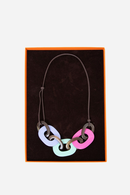 Hermes Horn/ Lacquered-Wood Necklace W/box