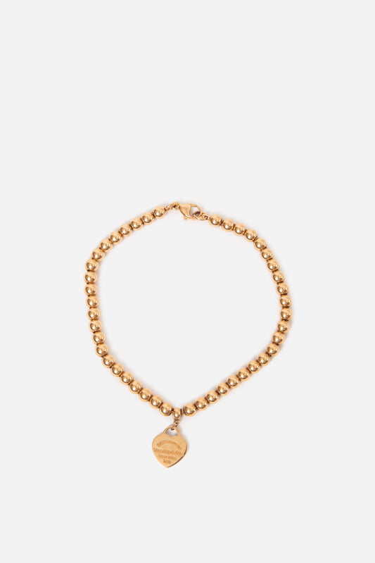 Tiffany & Co. 18K Heart Tag Bead Bracelet in Yellow Gold
