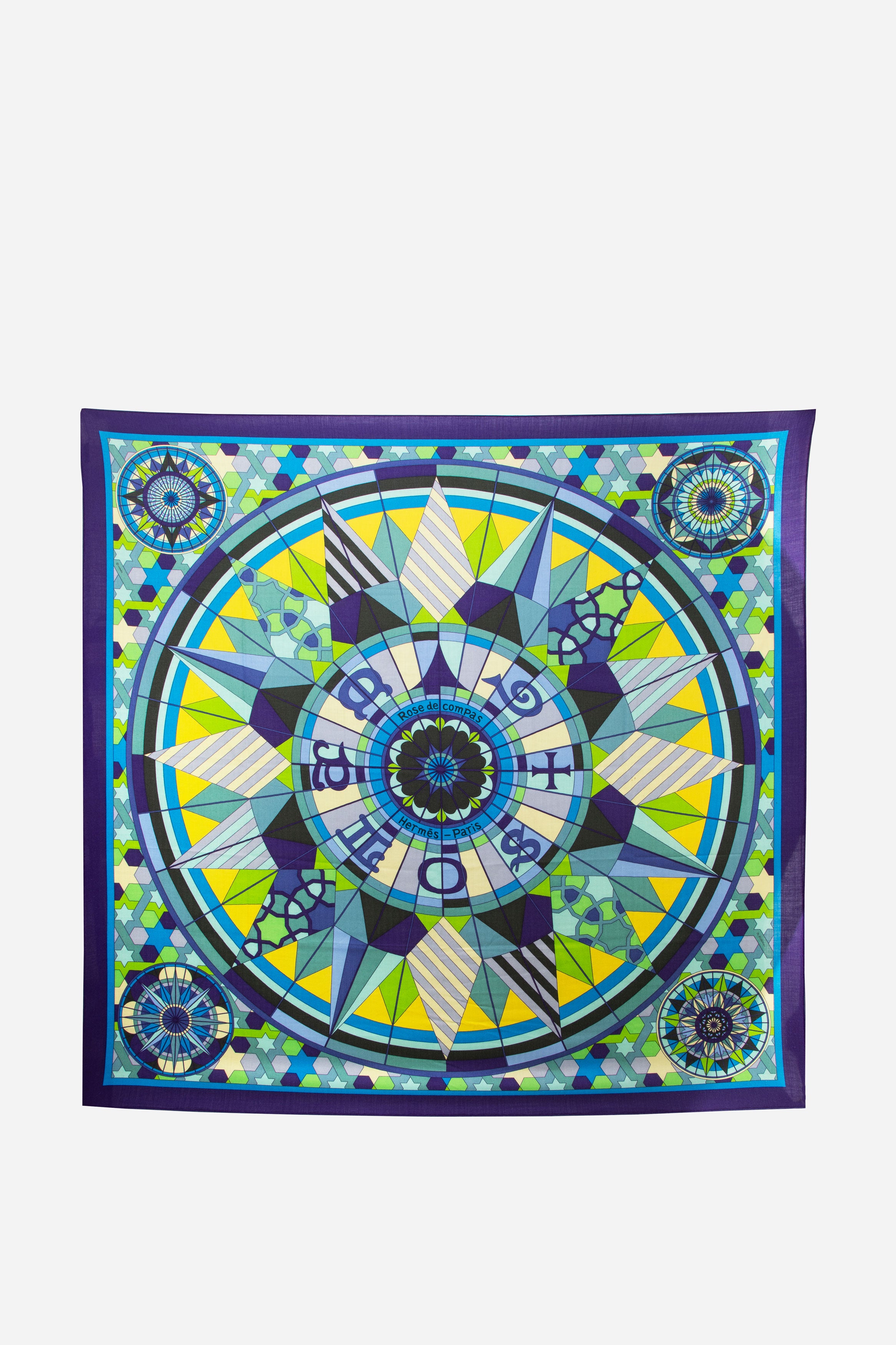 Hermes Multicolor Blue/Green Cashmere and Silk Shawl