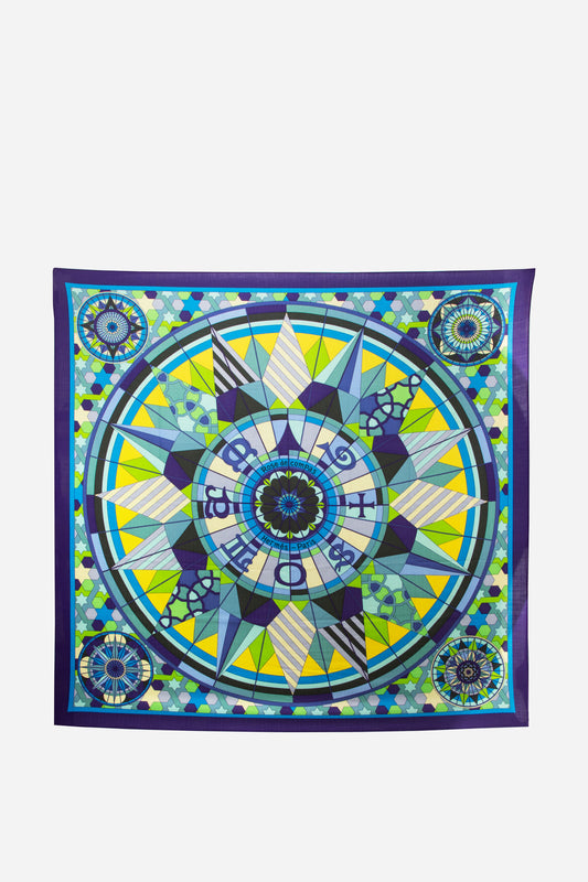 Hermes Multicolor Blue/Green Cashmere and Silk Shawl