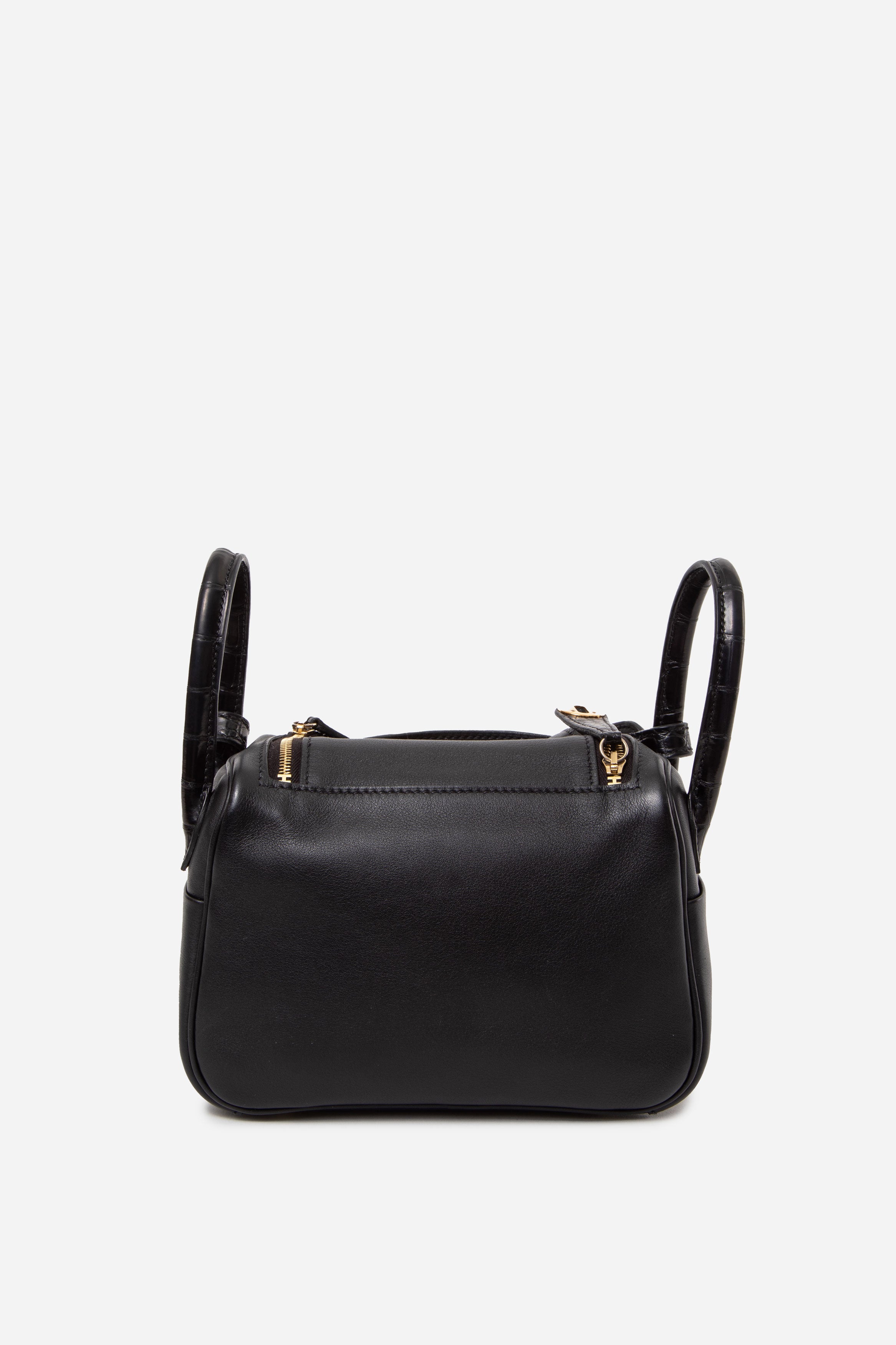 Hermes 2022 Black Swift Matte Alligator Touch Mini Lindy 20