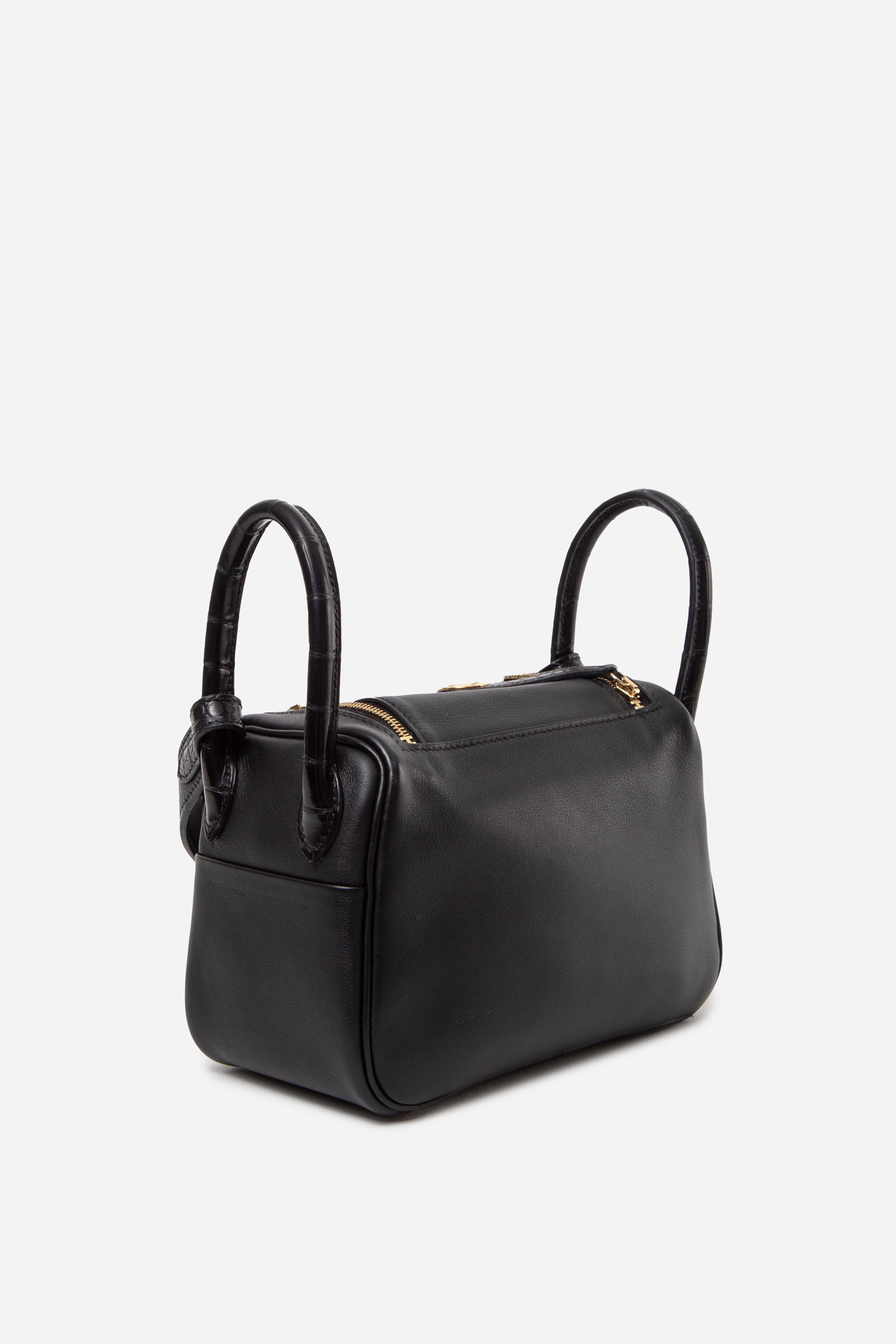 Hermes 2022 Black Swift Matte Alligator Touch Mini Lindy 20