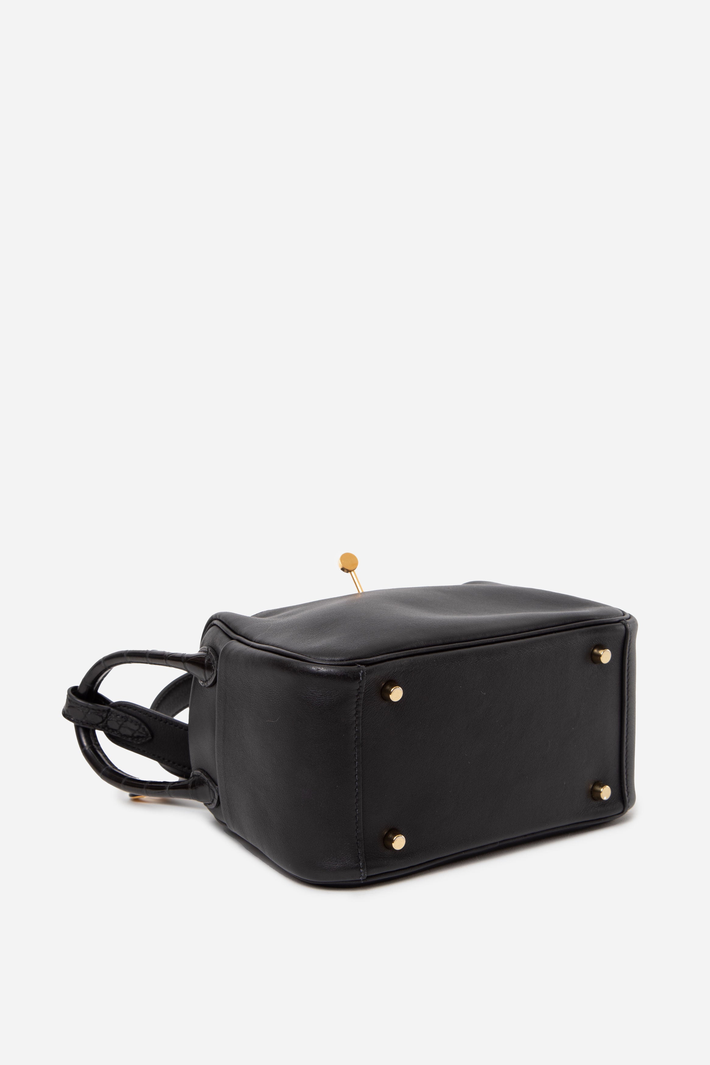 Hermes 2022 Black Swift Matte Alligator Touch Mini Lindy 20