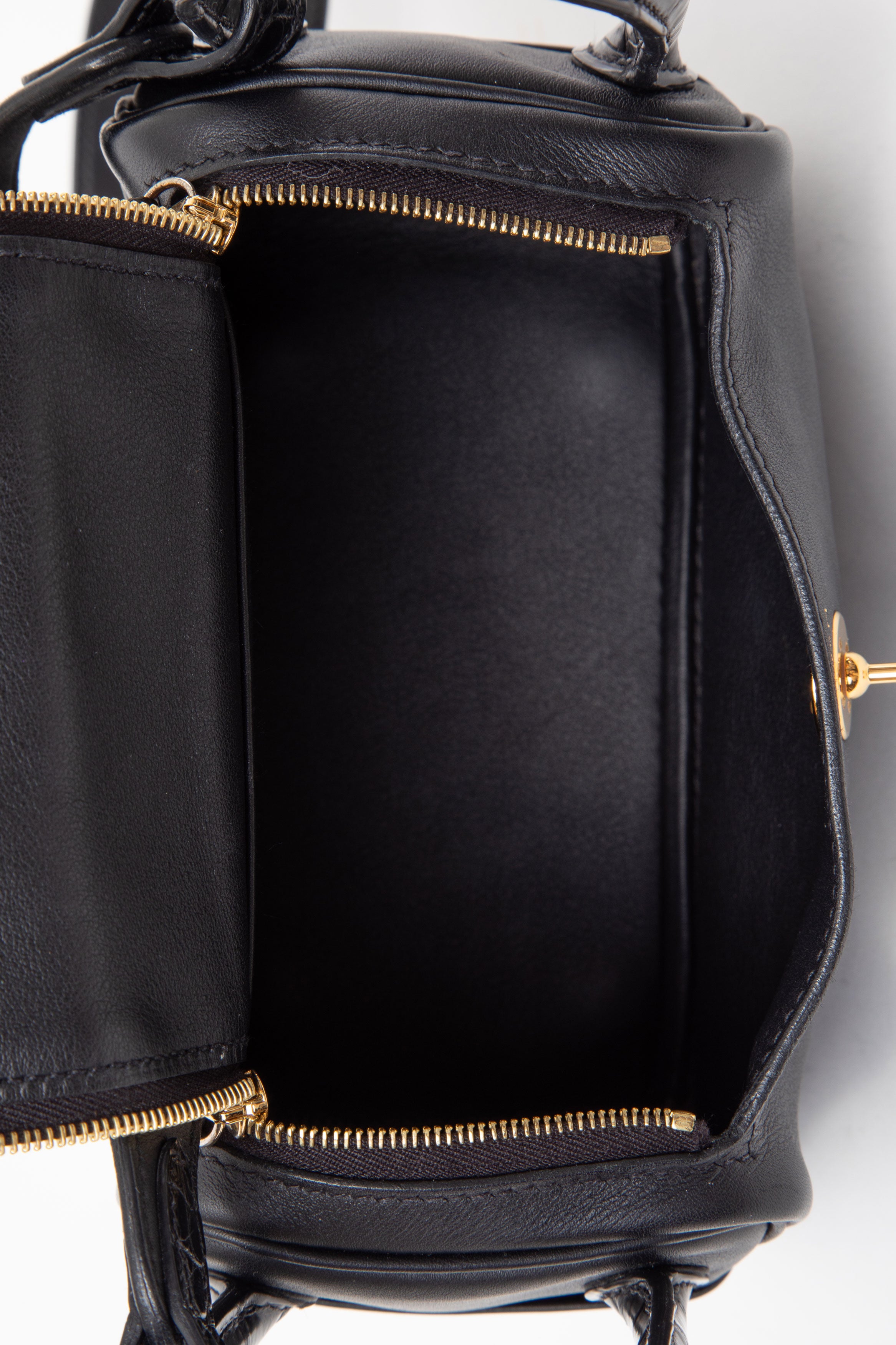 Hermes 2022 Black Swift Matte Alligator Touch Mini Lindy 20