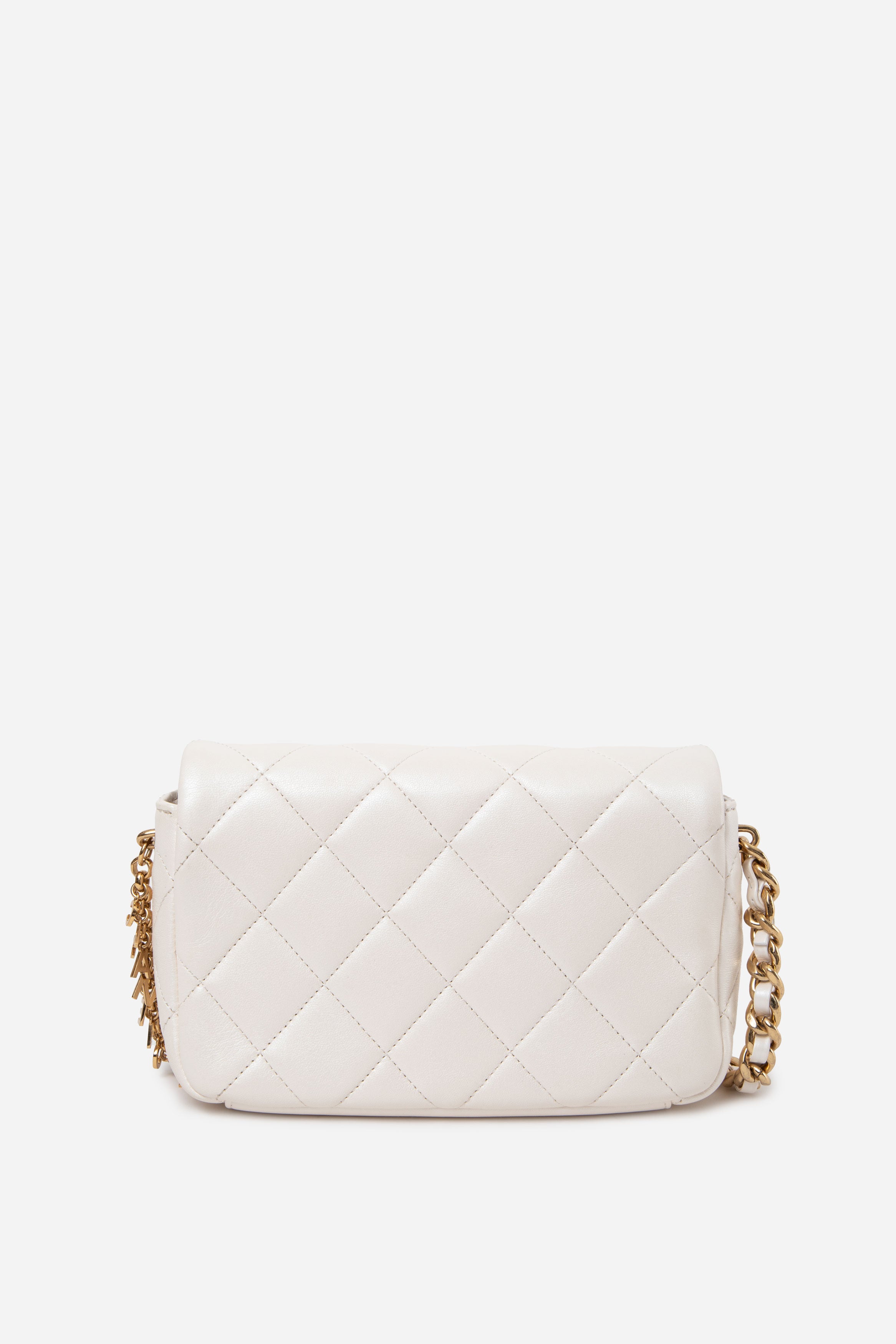 Pre-Owned Chanel 2024 Lambskin Quilted Logo Chain Mini Flap Bag