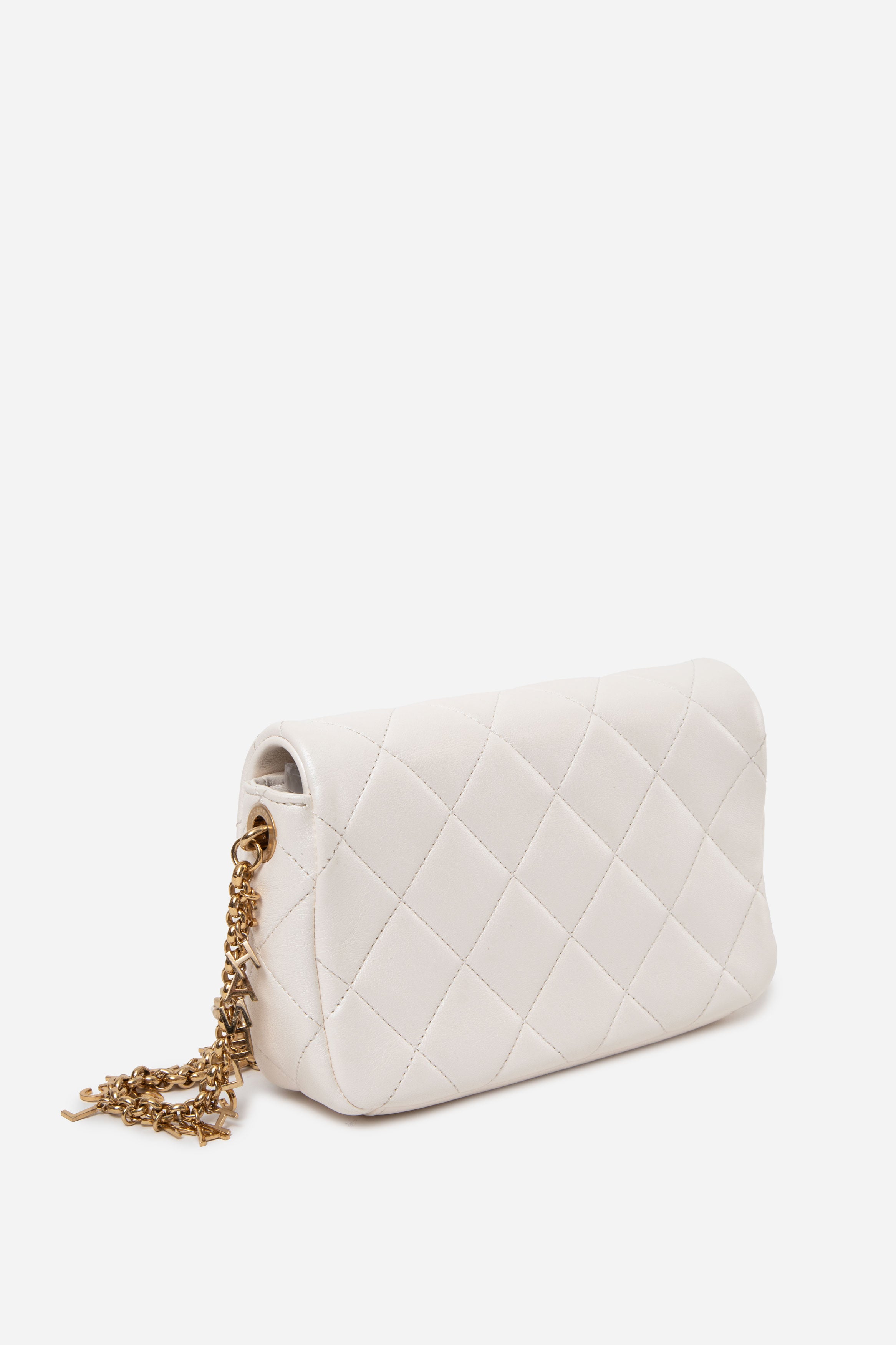 Pre-Owned Chanel 2024 Lambskin Quilted Logo Chain Mini Flap Bag