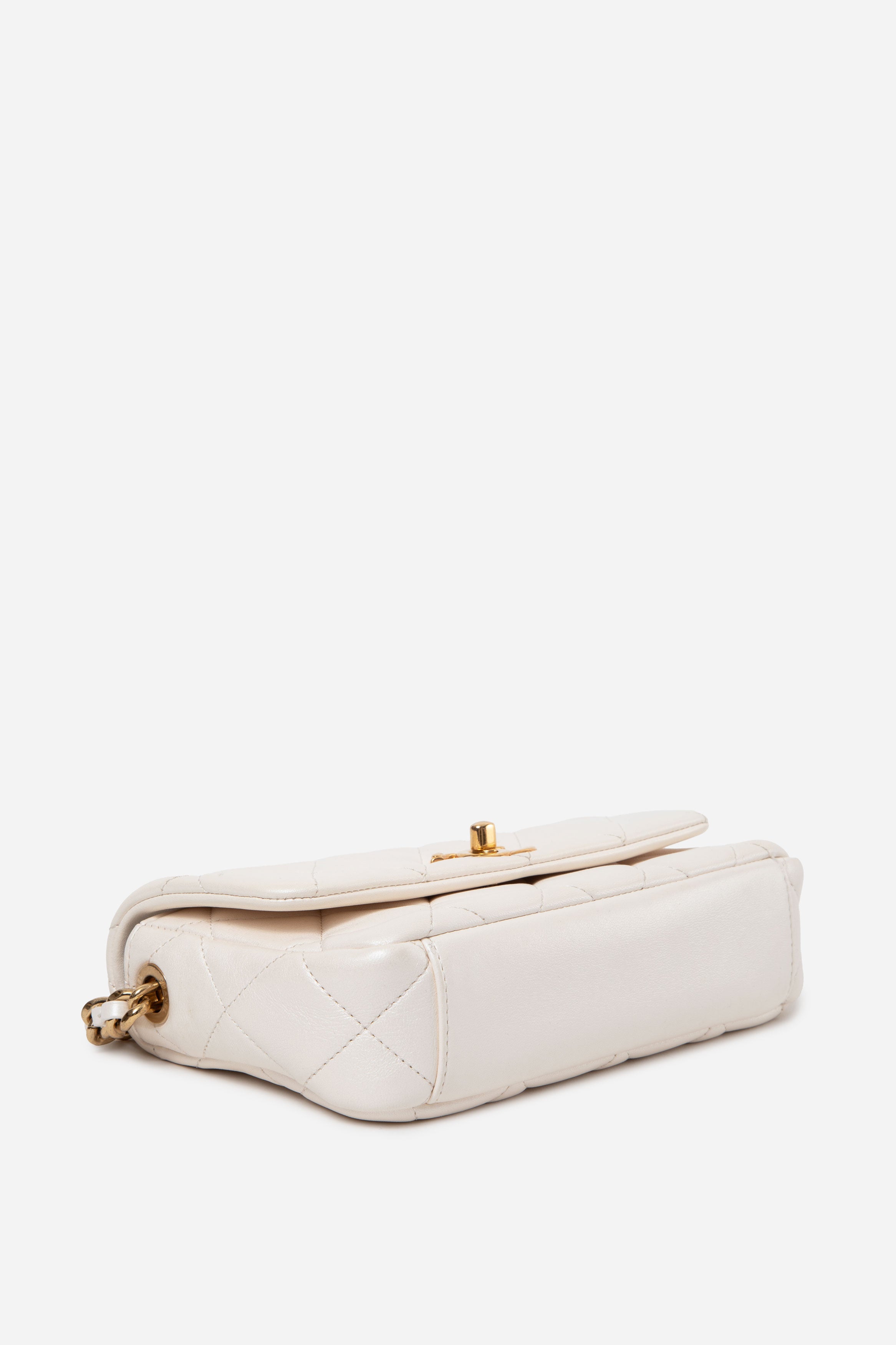 Pre-Owned Chanel 2024 Lambskin Quilted Logo Chain Mini Flap Bag