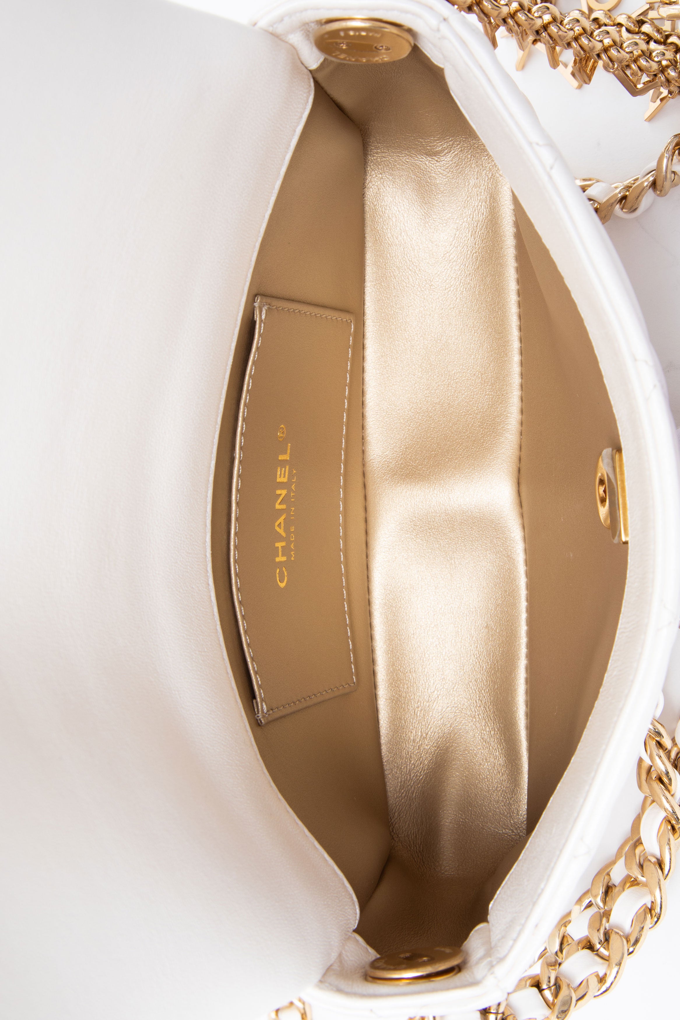 Pre-Owned Chanel 2024 Lambskin Quilted Logo Chain Mini Flap Bag