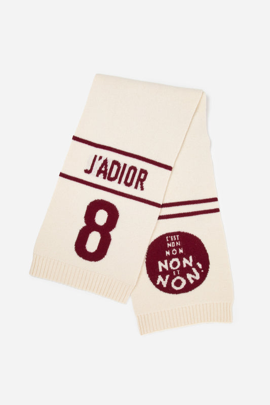 Dior “J’ADIOR 8 / NON ET NON” Wool Cashmere Scarf Cream