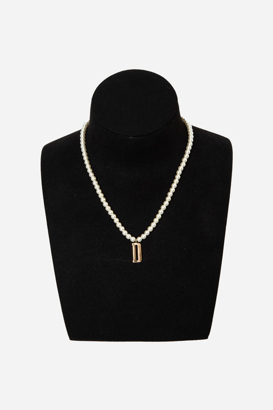 Dior Gold-Tone Pearl Necklace with “D” Charm