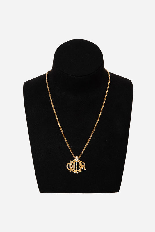 Dior Vintage Rhinestone Pumpkin Carriage Necklace