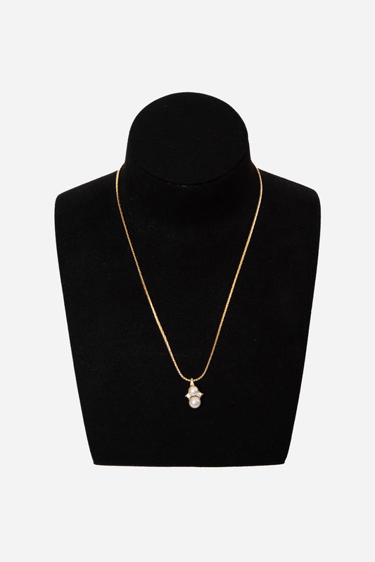 Dior Vintage Gold-Tone Faux Pearl Necklace