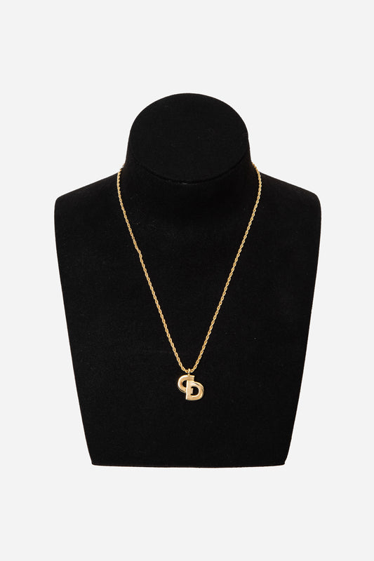Christian Dior Vintage Gold-Tone CD Logo Necklace