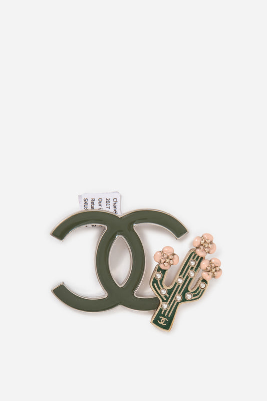 Pre-Owned Chanel 2017 CC Cactus Motif Brooch