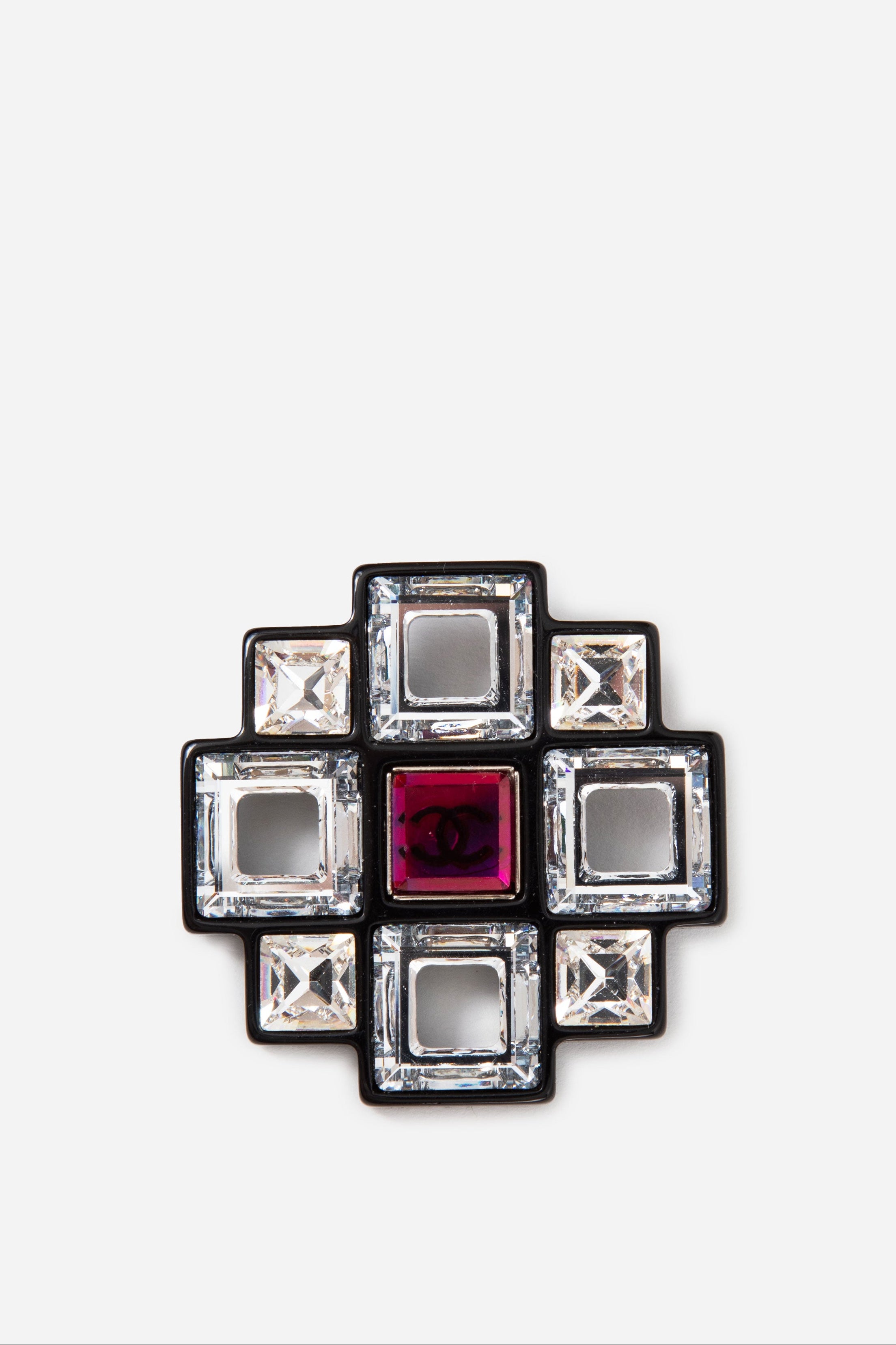 Pre-Owned Chanel 2017 Geometric Crystal Cross Brooch