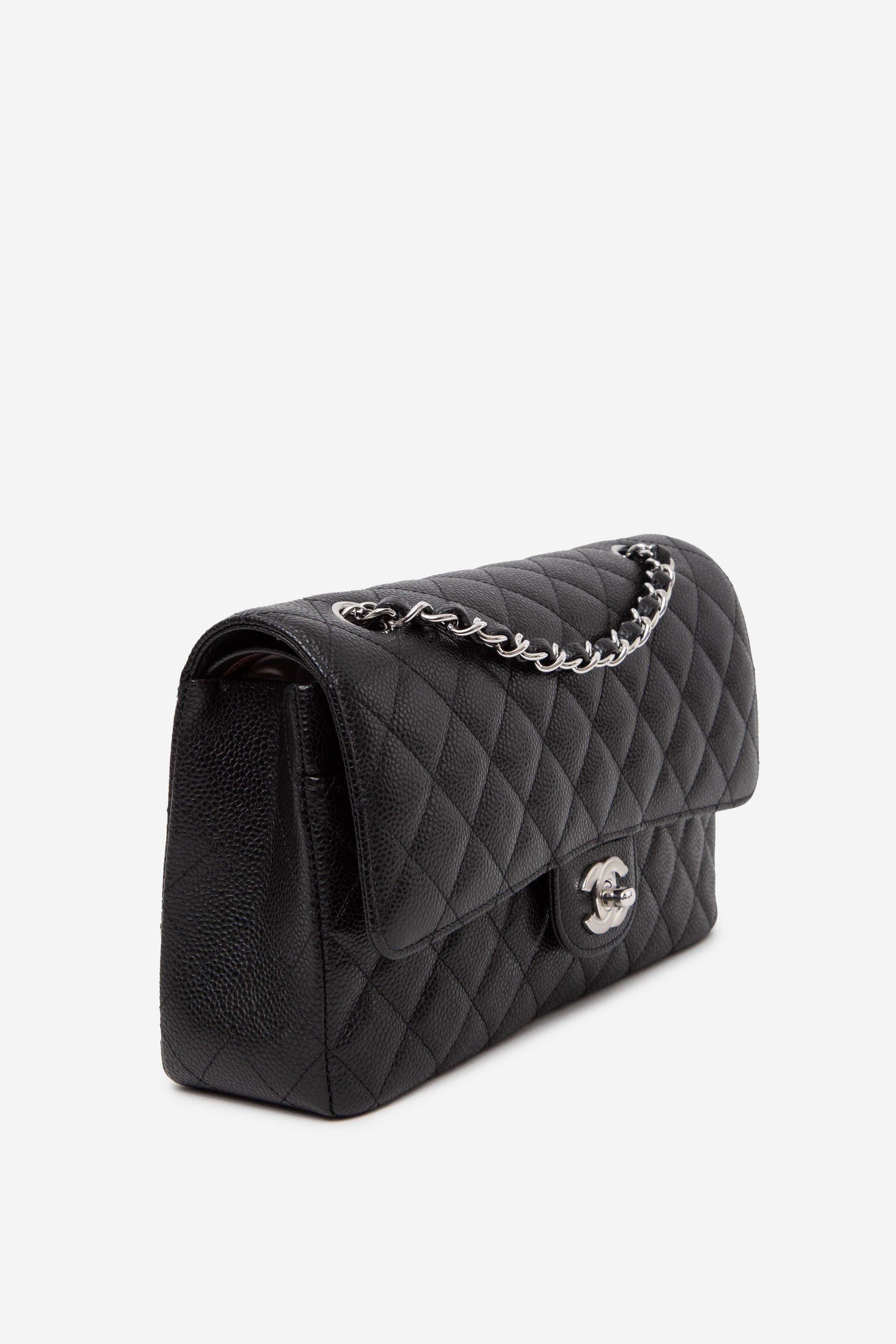 Pre-Owned Chanel 2023 Black Caviar Medium Classic Double Flap Bag