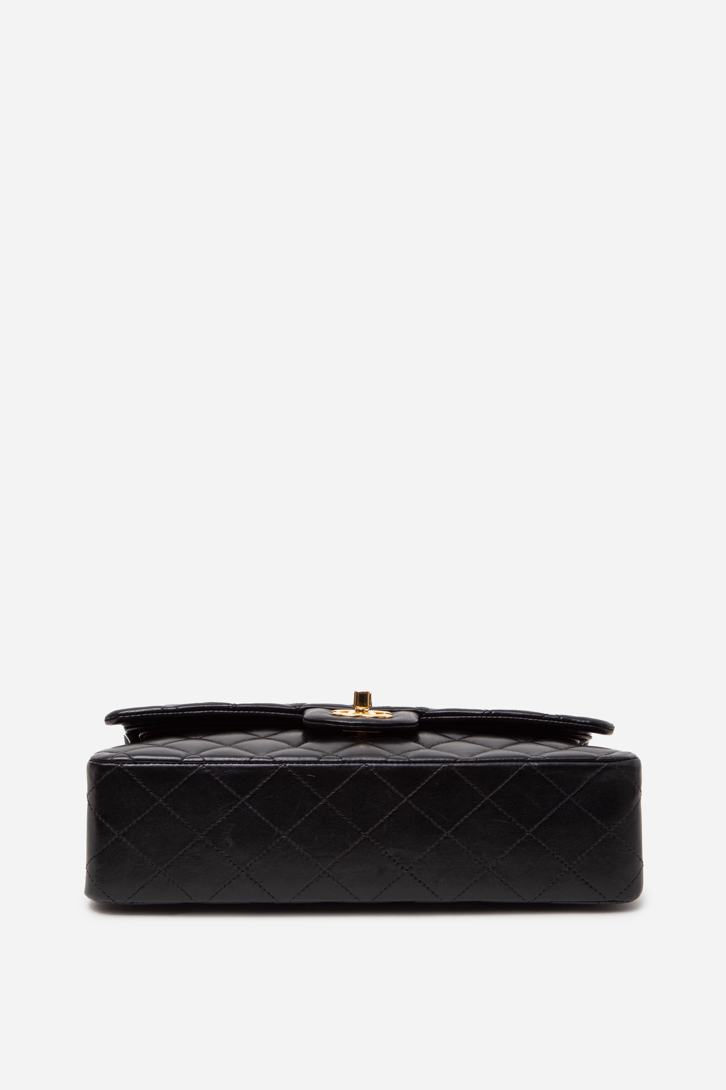 Pre-Owned Chanel 2013–2014 Black Lambskin Medium Classic Double Flap Bag