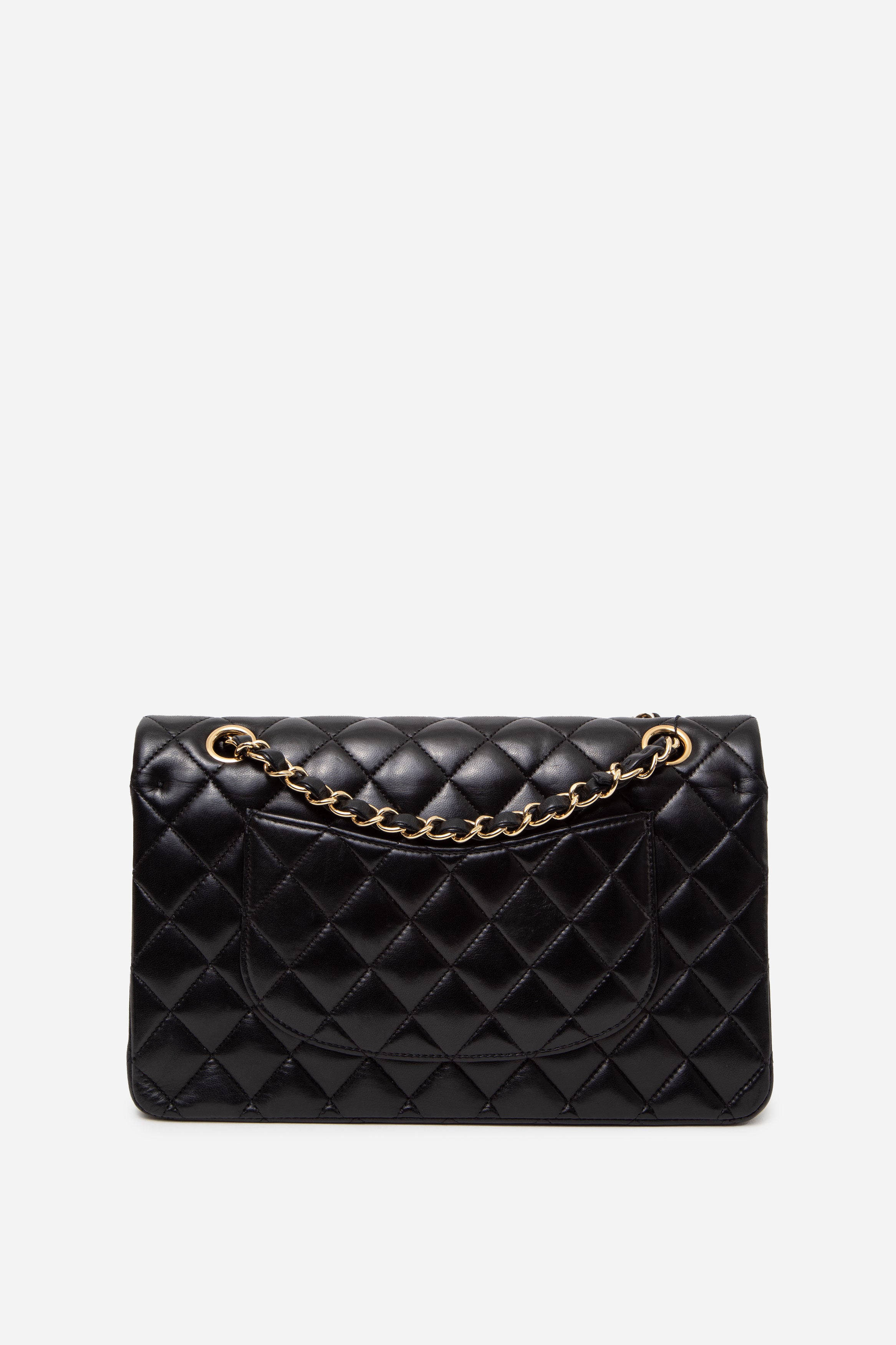 Pre-Owned Chanel 2013–2014 Black Lambskin Medium Classic Double Flap Bag