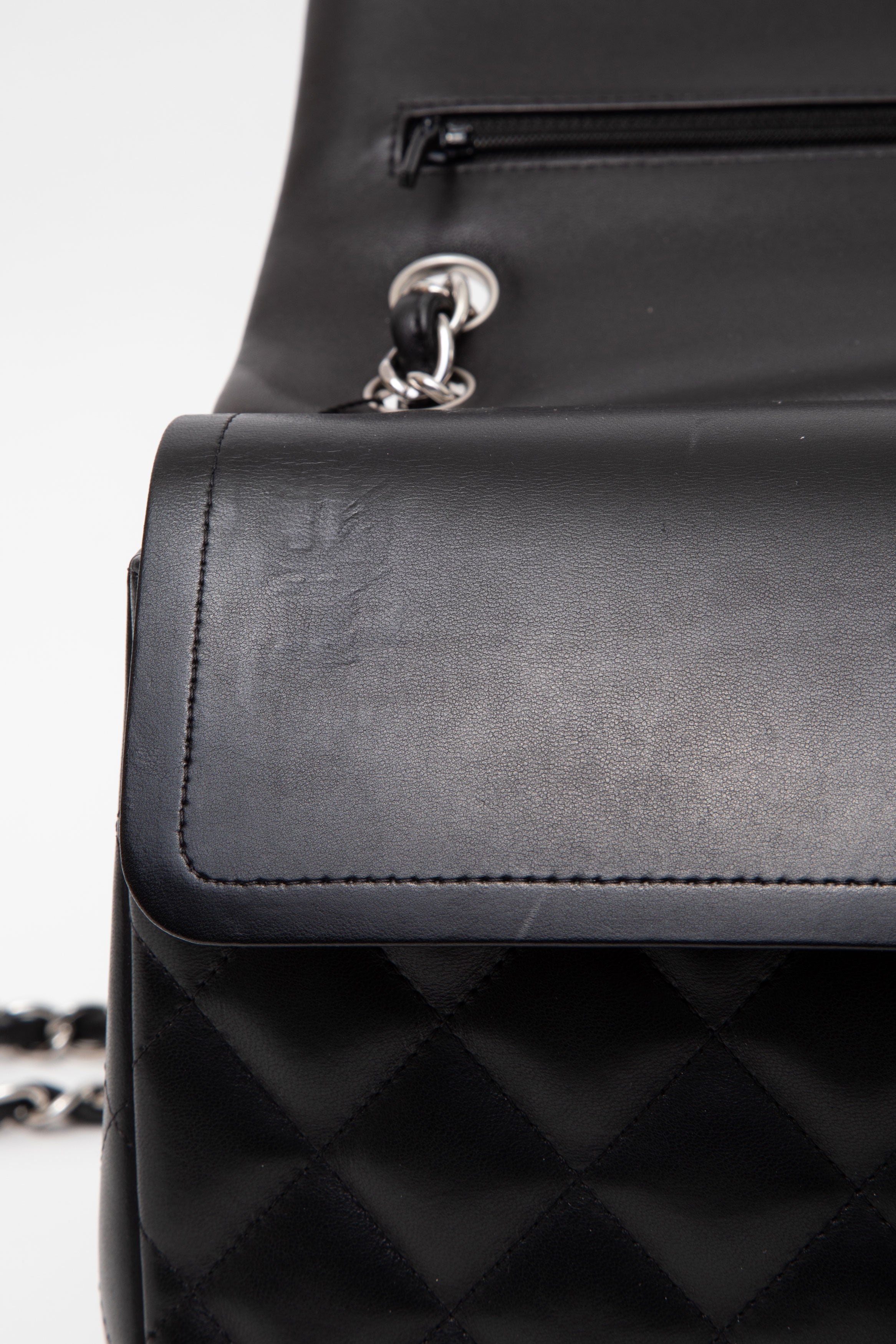 Pre-Owned Chanel 2014 Black Lambskin Classic Large Double Flap Bag