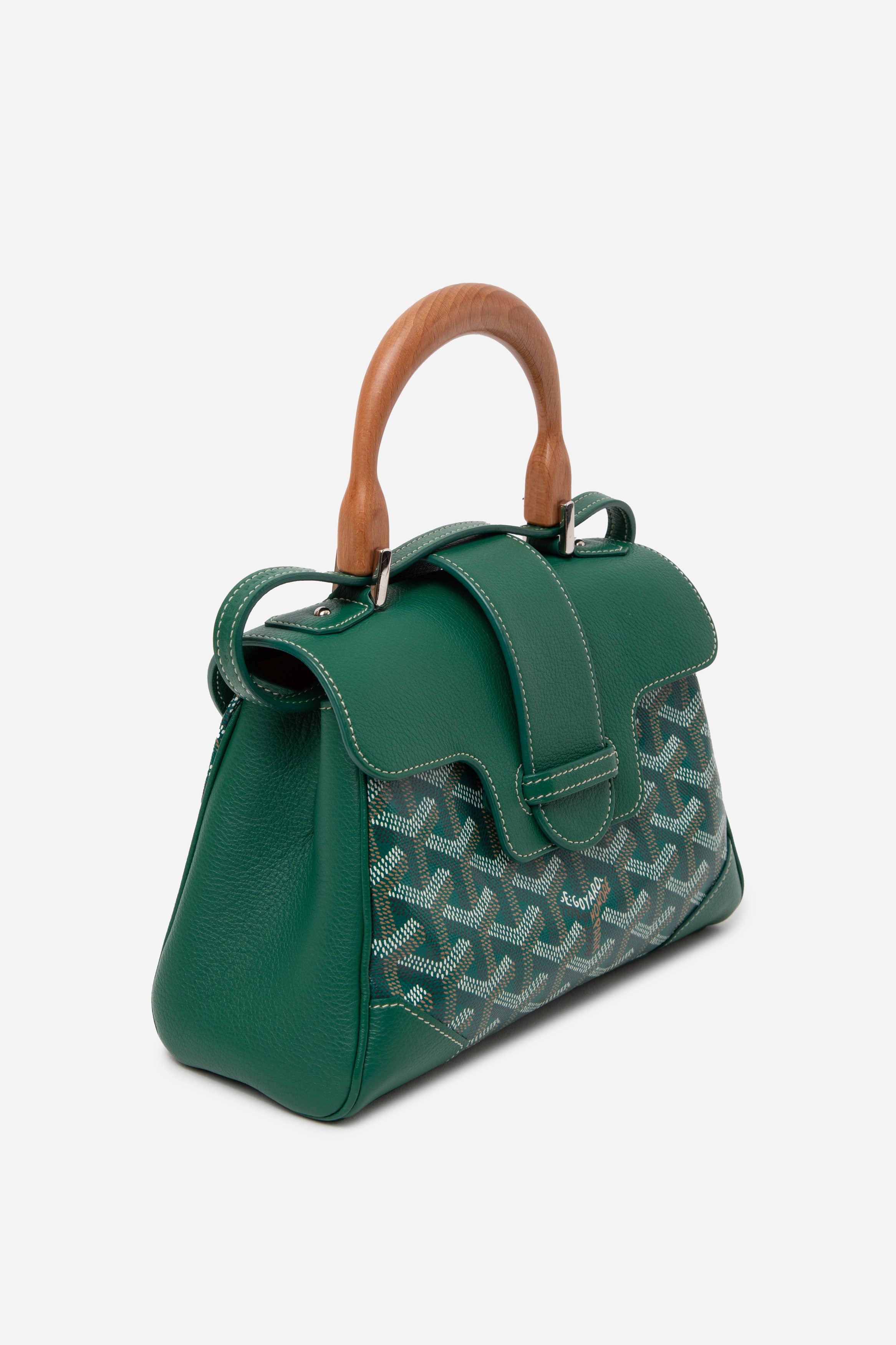 Goyard 2022 Green Goyardine Mini Saigon Top Handle Bag
