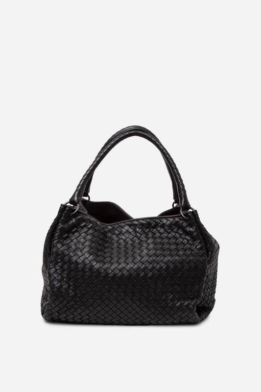 Bottega Veneta Black Nappa Intrecciato Parachute Bag
