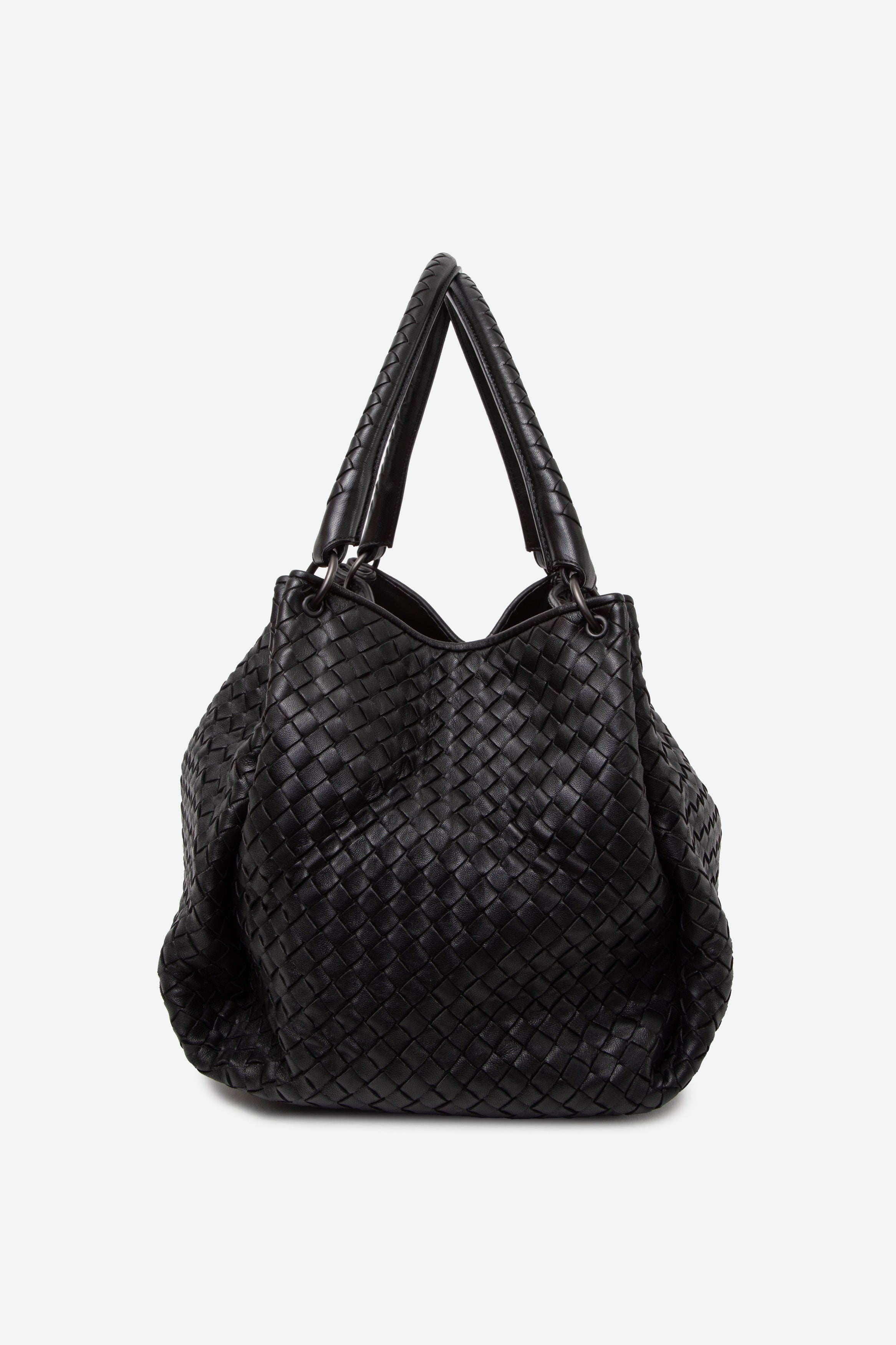 Bottega Veneta Black Nappa Intrecciato Parachute Bag