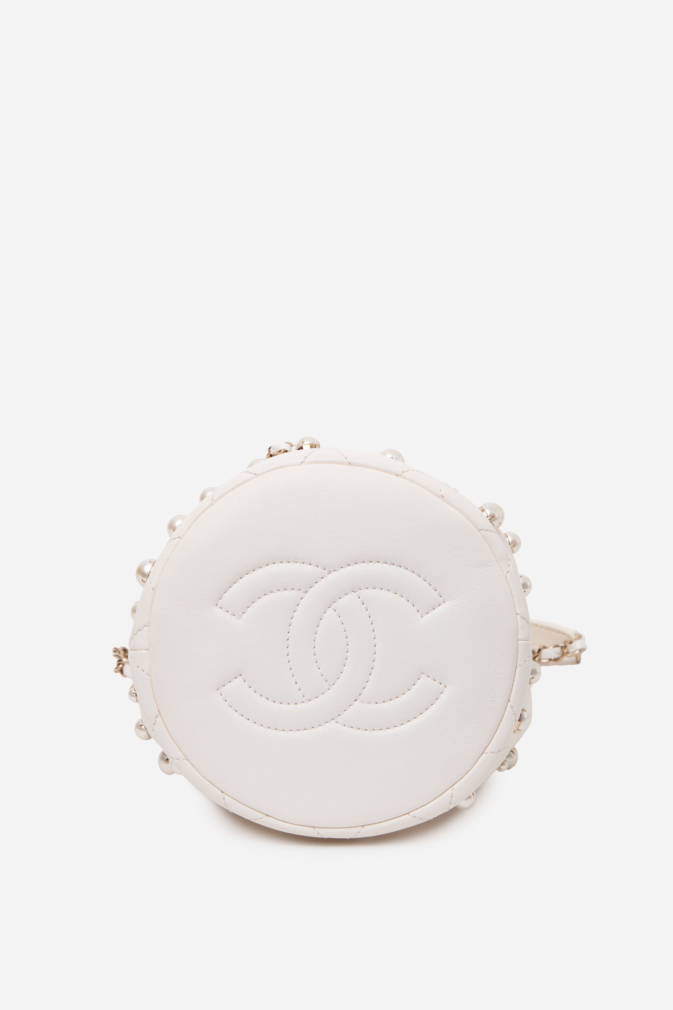 Pre-owned Chanel 2021 Lambskin Pearl Drawstring Bag
