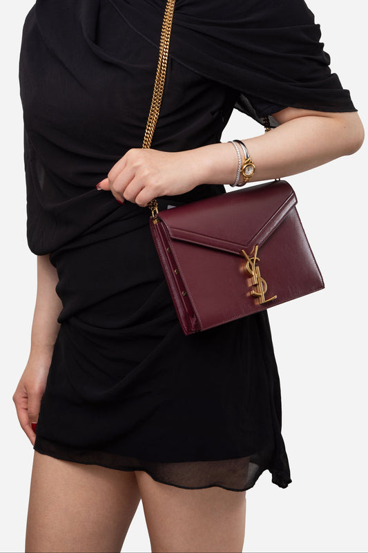 Saint Laurent Red Smooth Calfskin Cassandra Chain Bag
