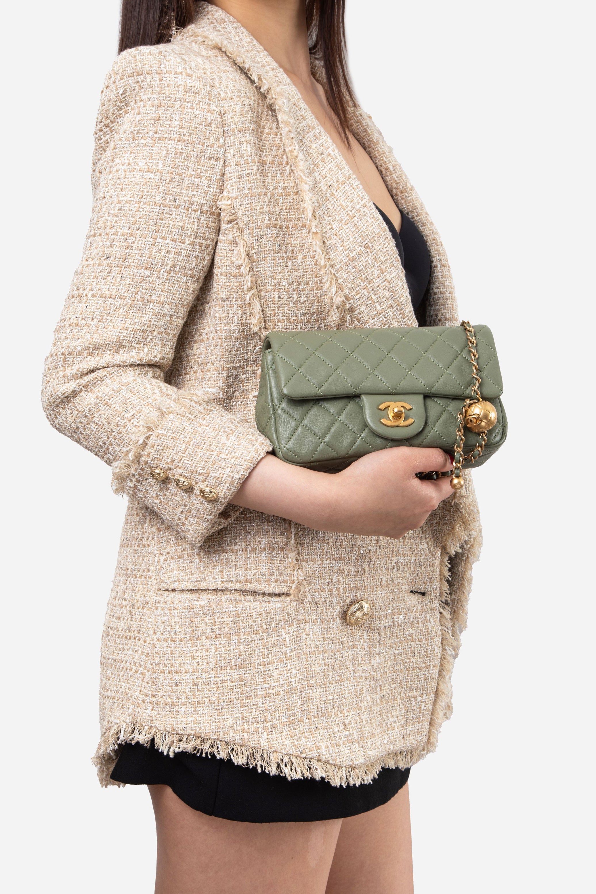 Pre-Owned CHANEL Pearl Crush Mini Rectangular Flap