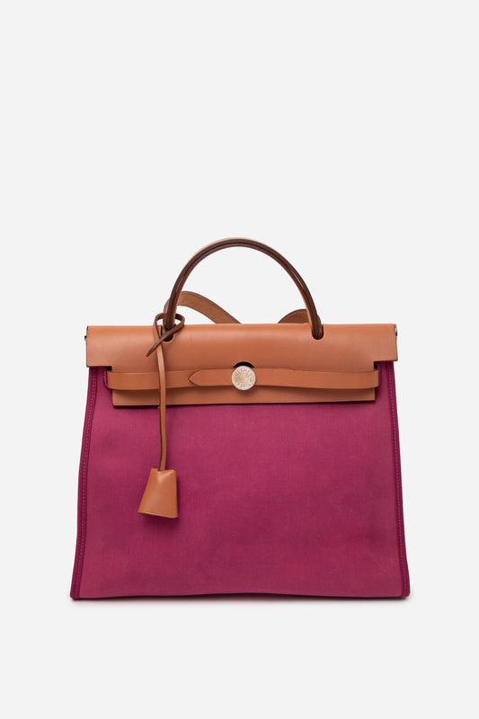 Hermès 2011 Pink Canvas Herbag 31
