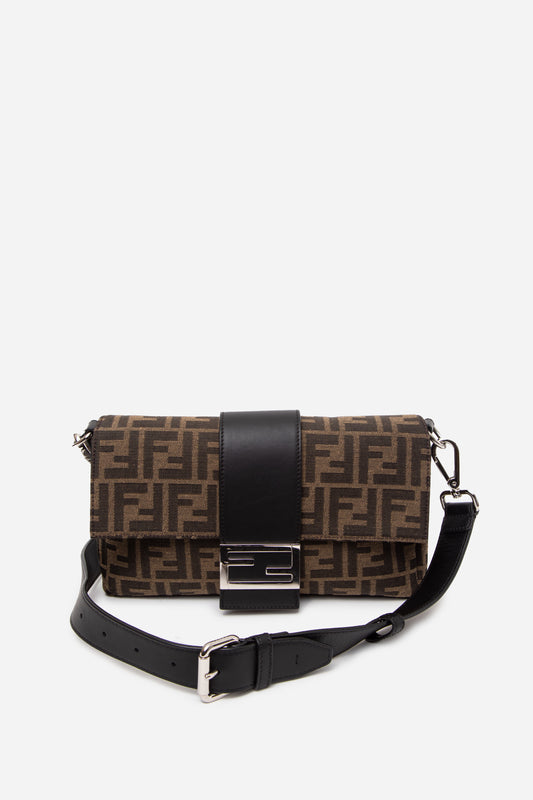 Fendi Brown Zucca Canvas Convertible Baguette Crossbody Bag