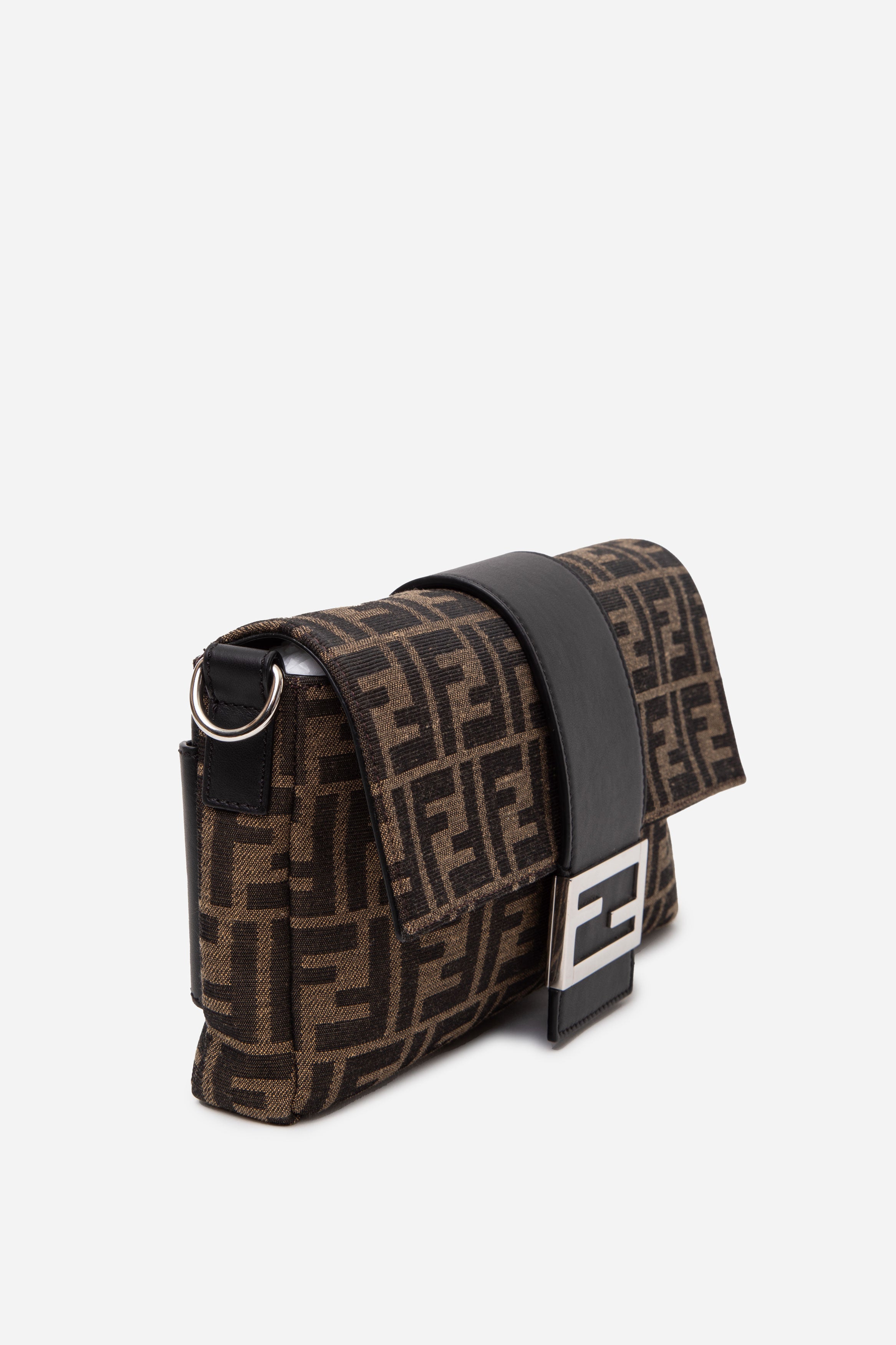 Fendi Brown Zucca Canvas Convertible Baguette Crossbody Bag