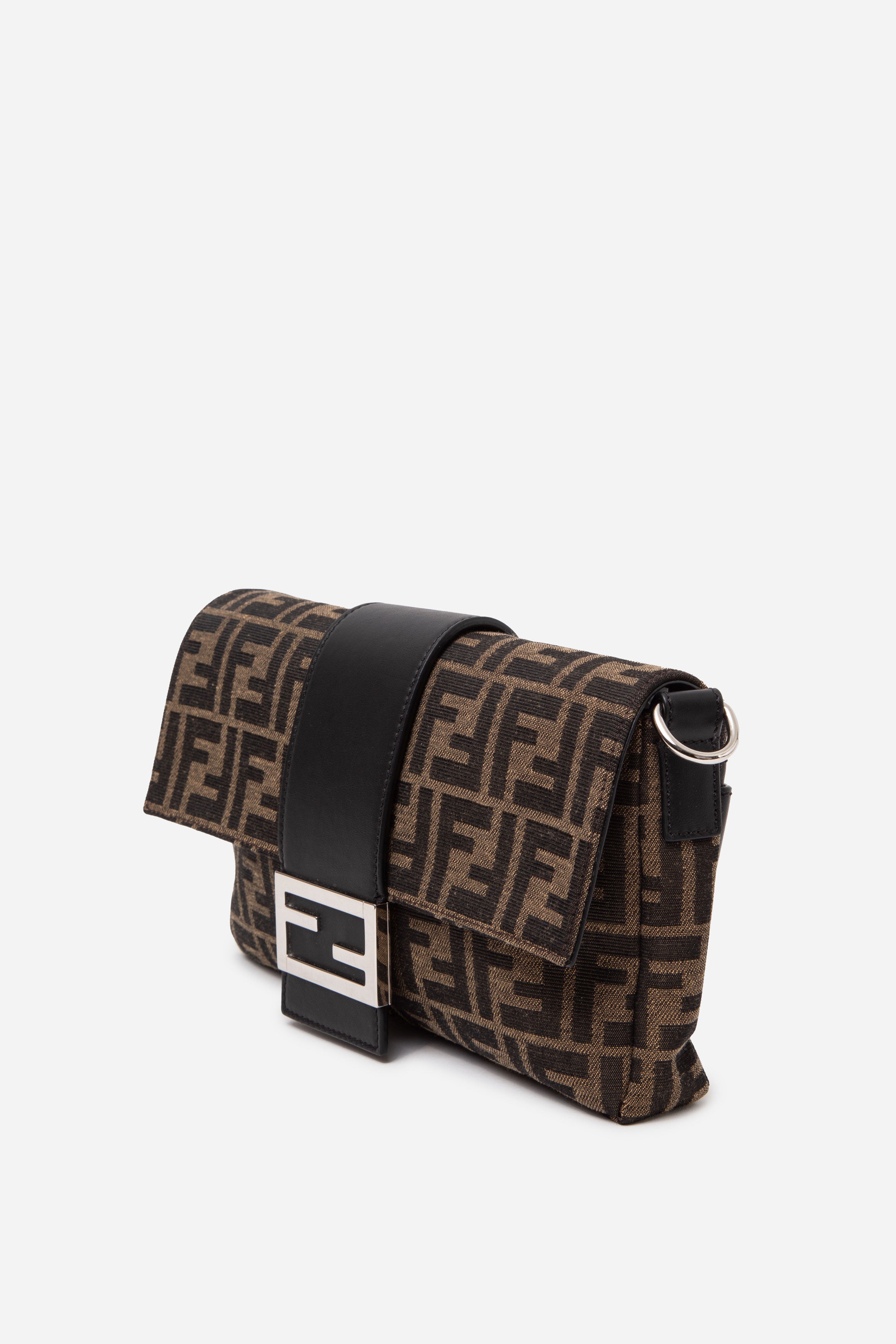 Fendi Brown Zucca Canvas Convertible Baguette Crossbody Bag