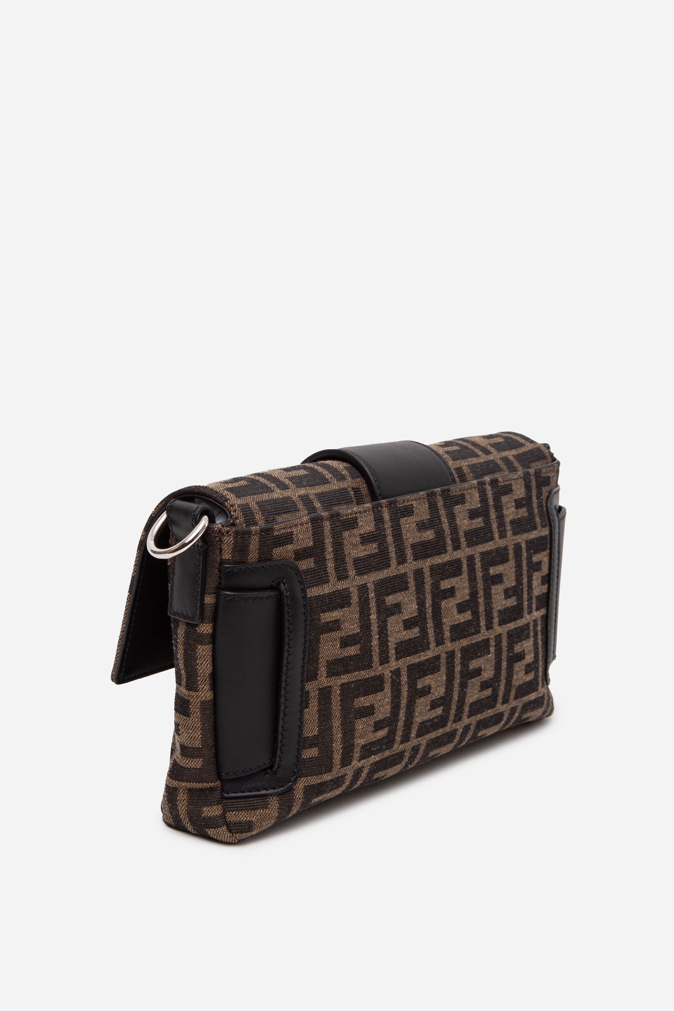 Fendi Brown Zucca Canvas Convertible Baguette Crossbody Bag
