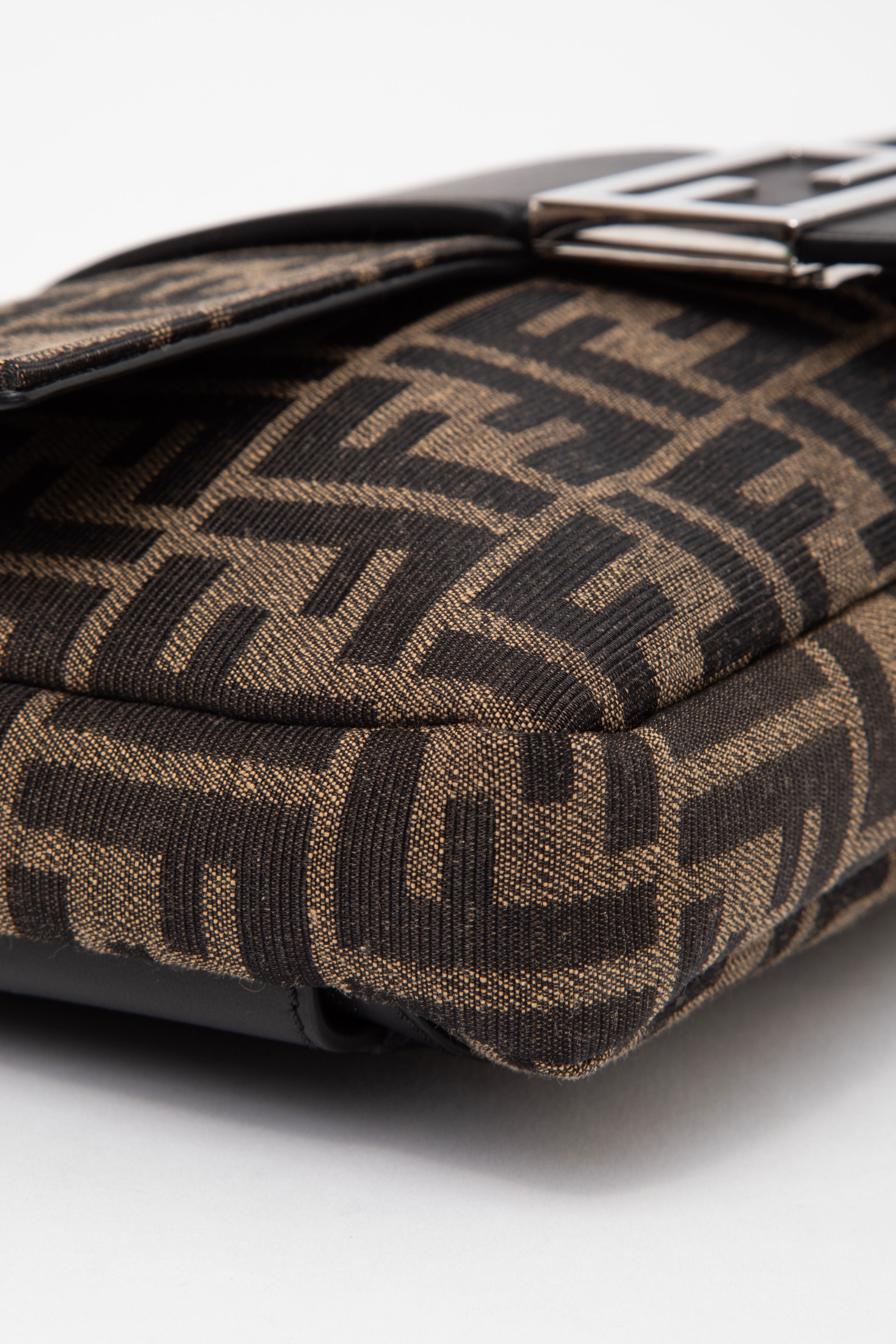 Fendi Brown Zucca Canvas Convertible Baguette Crossbody Bag
