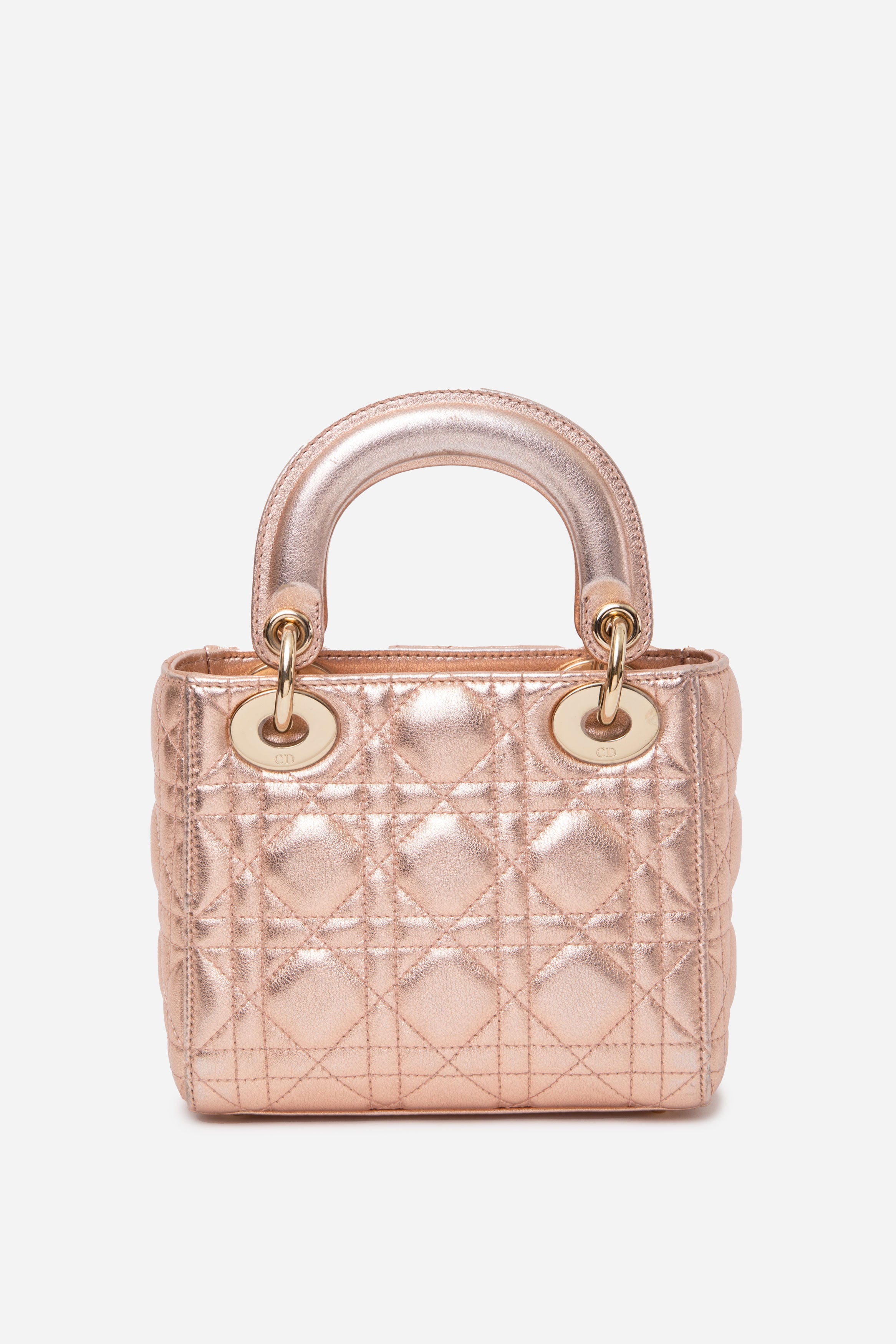 Christian Dior 2019 Pink Metallic Lambskin Mini Lady Dior Handbag