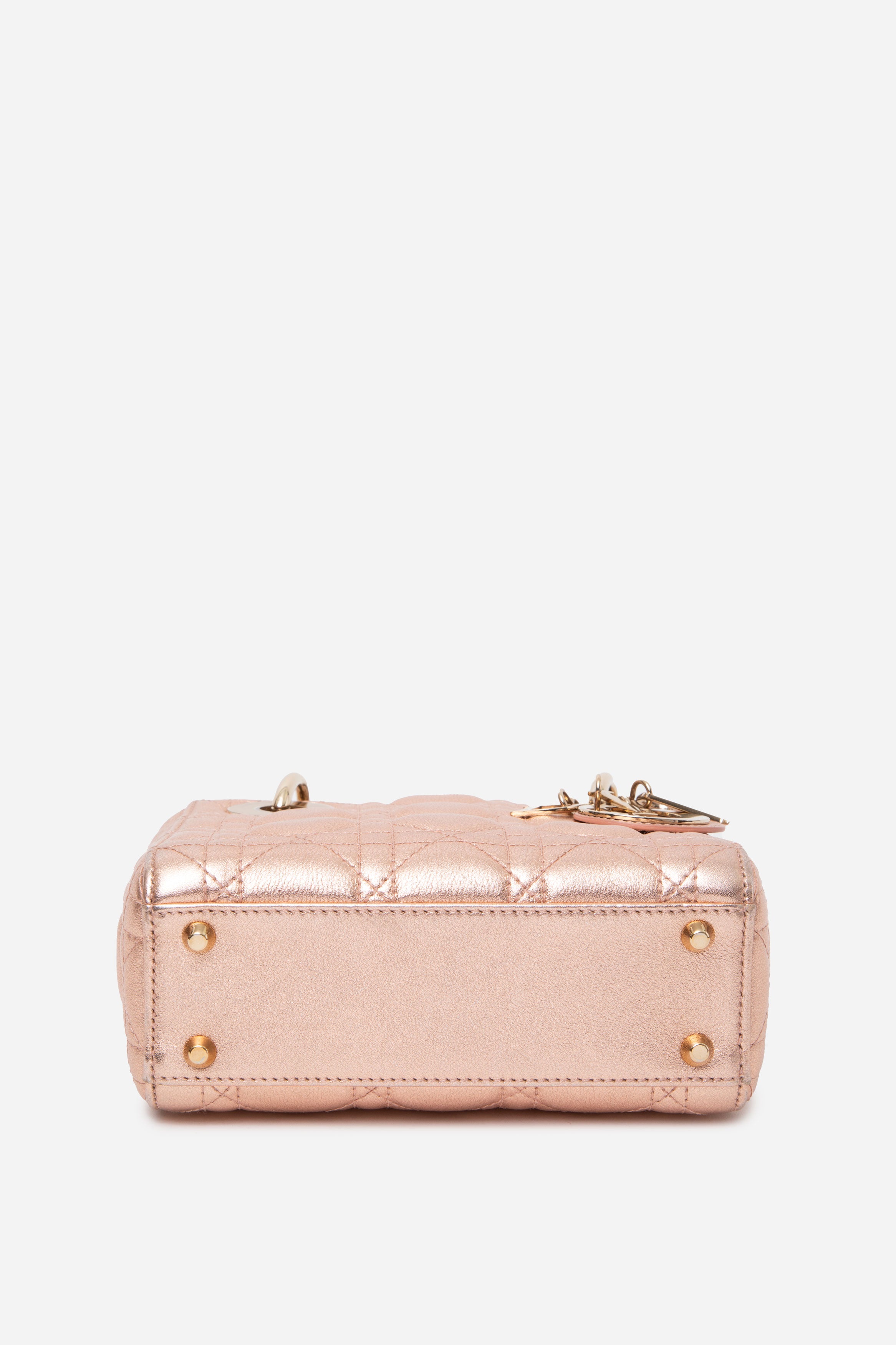 Christian Dior 2019 Pink Metallic Lambskin Mini Lady Dior Handbag